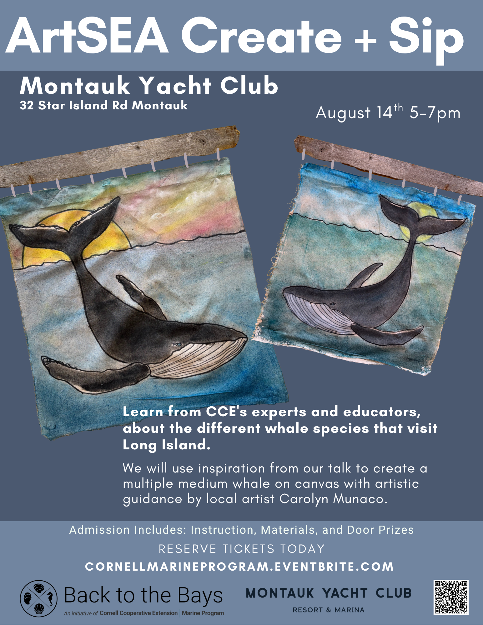 Montauk Yacht Club x ArtSea Create & Sip: Whales on Canvas + Driftwood