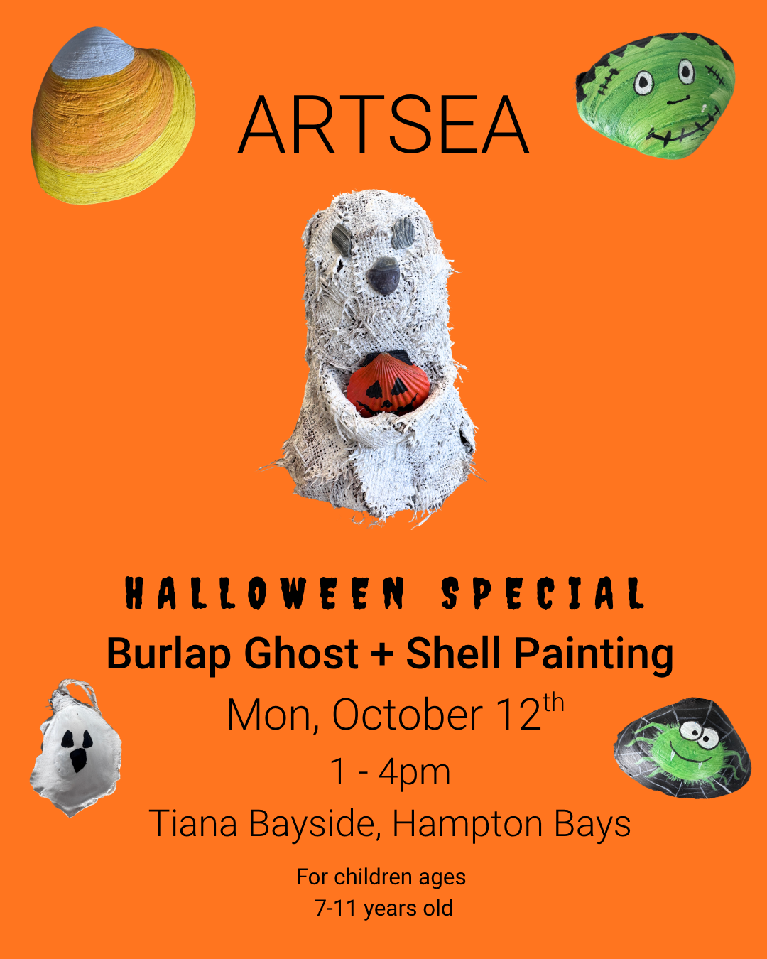 ArtSEA: Halloween Special - Burlap Ghost + Shell Painting (7-11yrs)