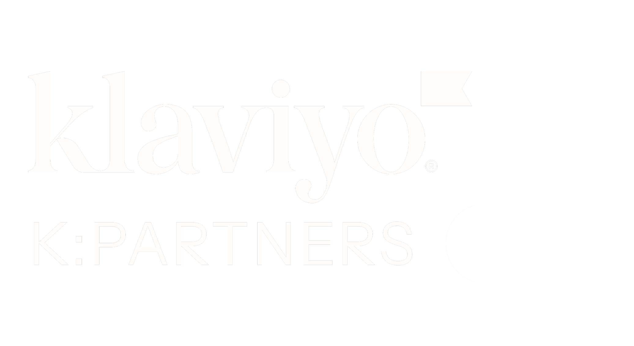 Klaviyo logo with the text "K:PARTNERS" below it on a black background.