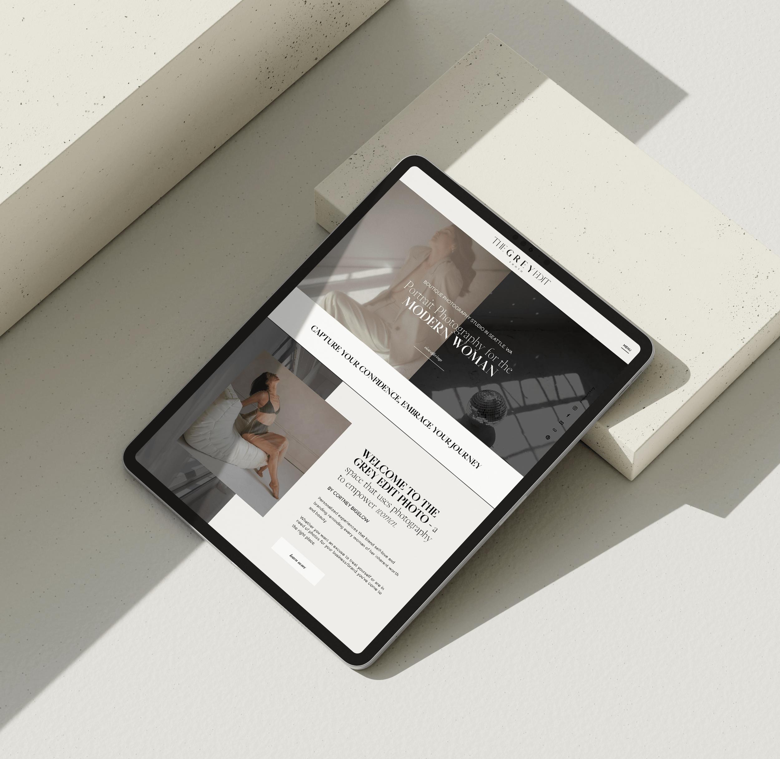 photographer website on an ipad showing a high converting homepage