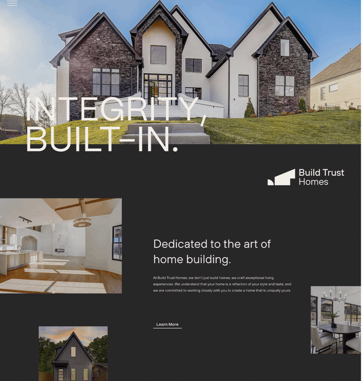 Build Trust Homes Website Homepage.