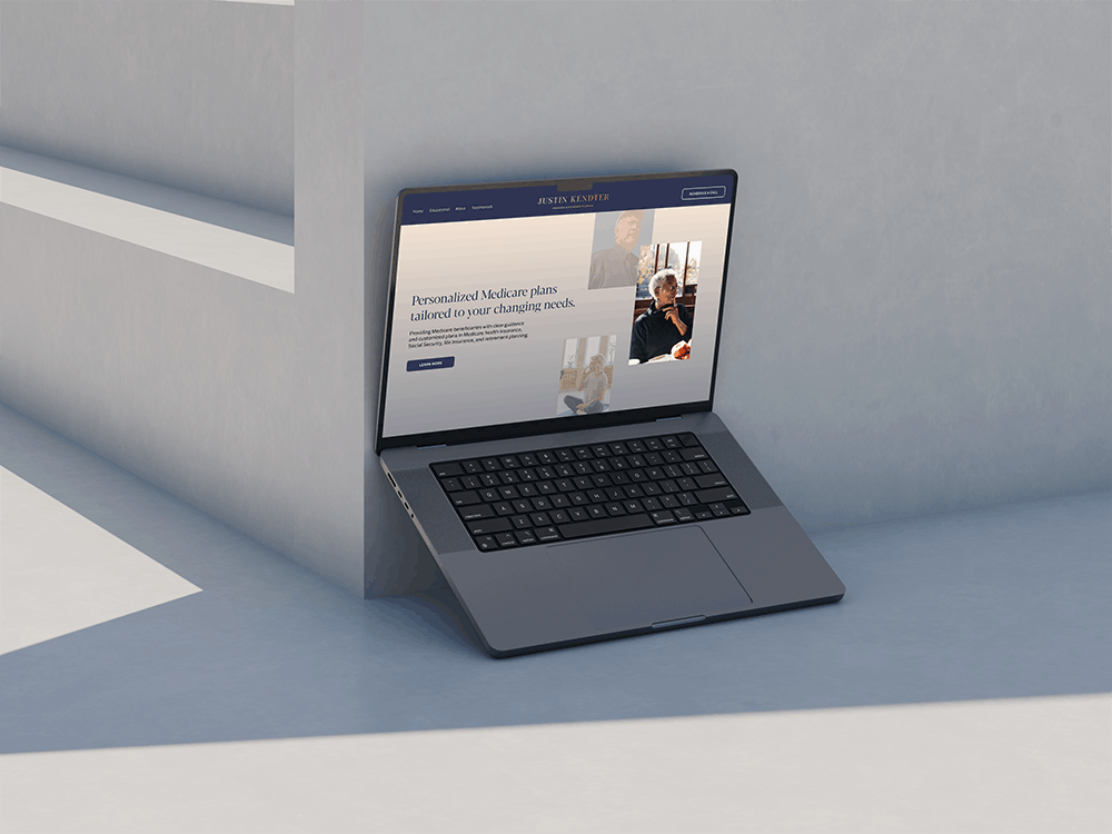 Silver computer sitting on a ledge with a health website on the screen.