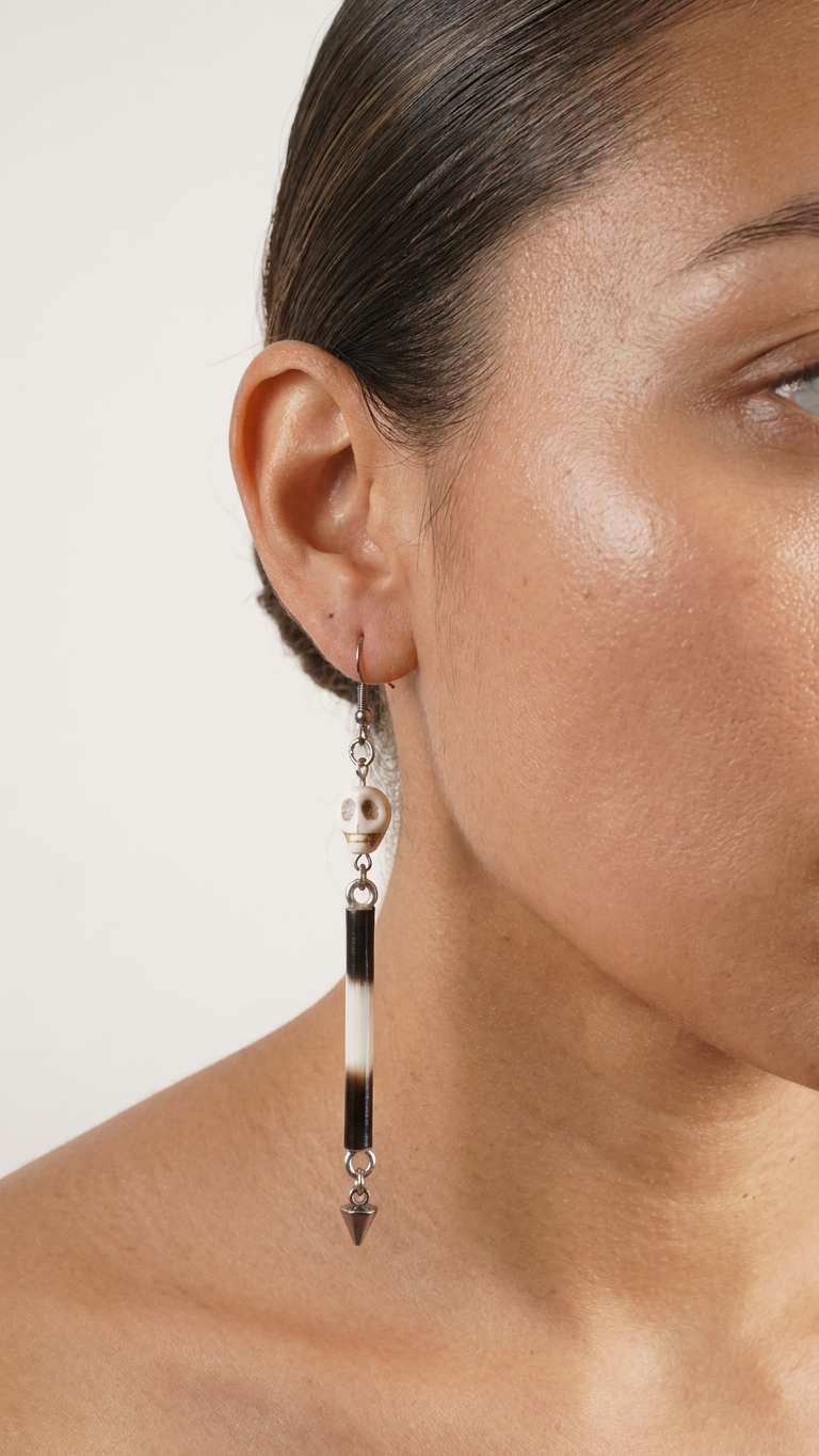 Model wearing porcupine quill earrings yellowstone earrings