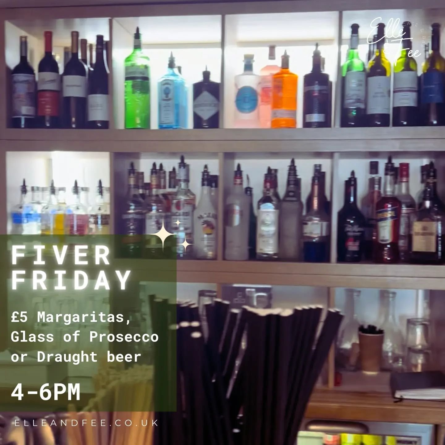 It's 4pm somewhere... but at Elle and Fee we have our Fiver Friday offer. &pound;5 MARGARITAS, GLASS OF PROSECCO OR DRAUGHT BEER 4-6PM! Come straight after work so you don't miss out and get that Friday feeling. 

#surreyrestaurant #surreycafe #surre