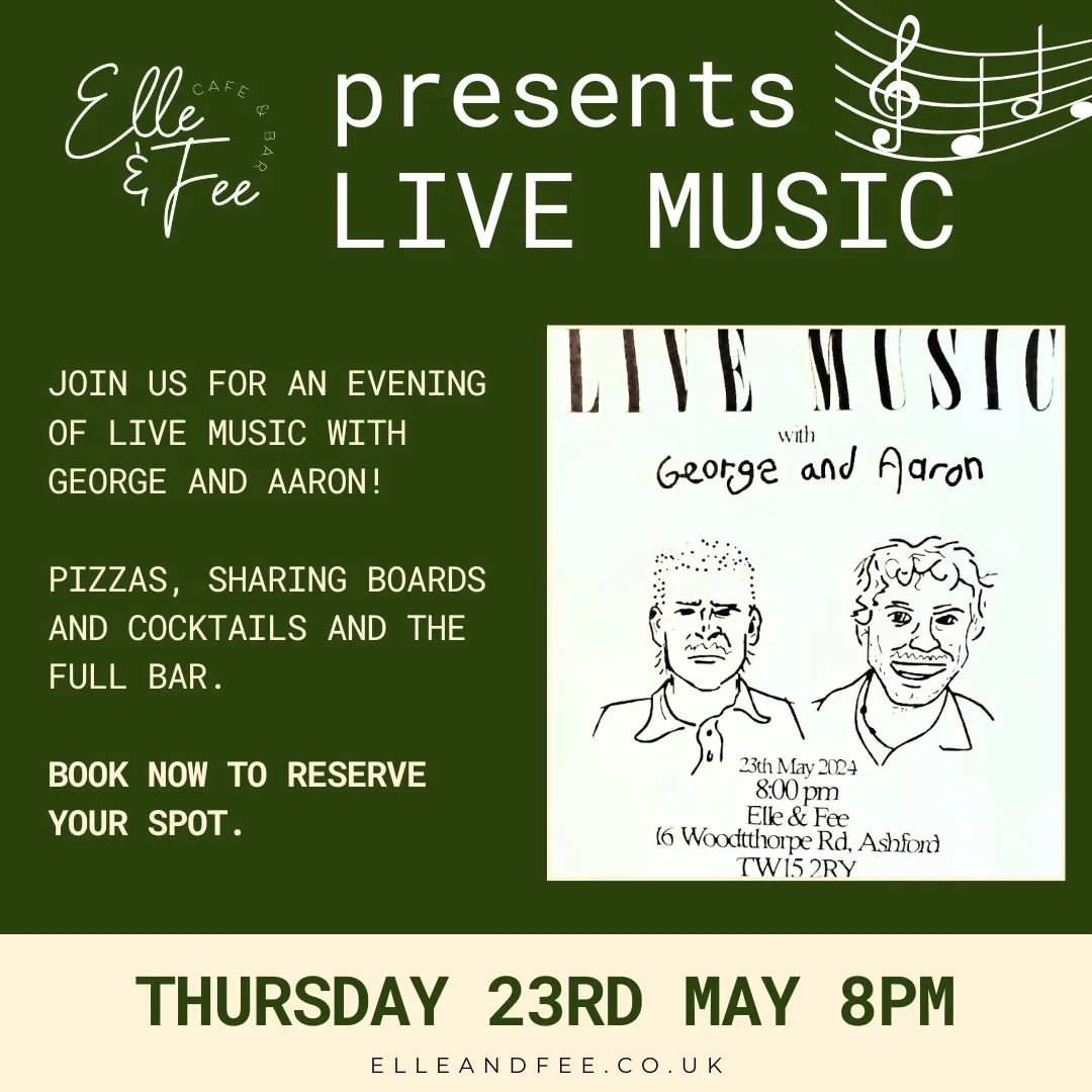 Elle and Fee presents, Live Music with @george_and_aaron on Thursday 23rd May. Join us for an evening of sharing boards, the full bar AND introducing our new pizza range. More details to follow. 

Don't delay - book your place now. Speak to Sam. Emai