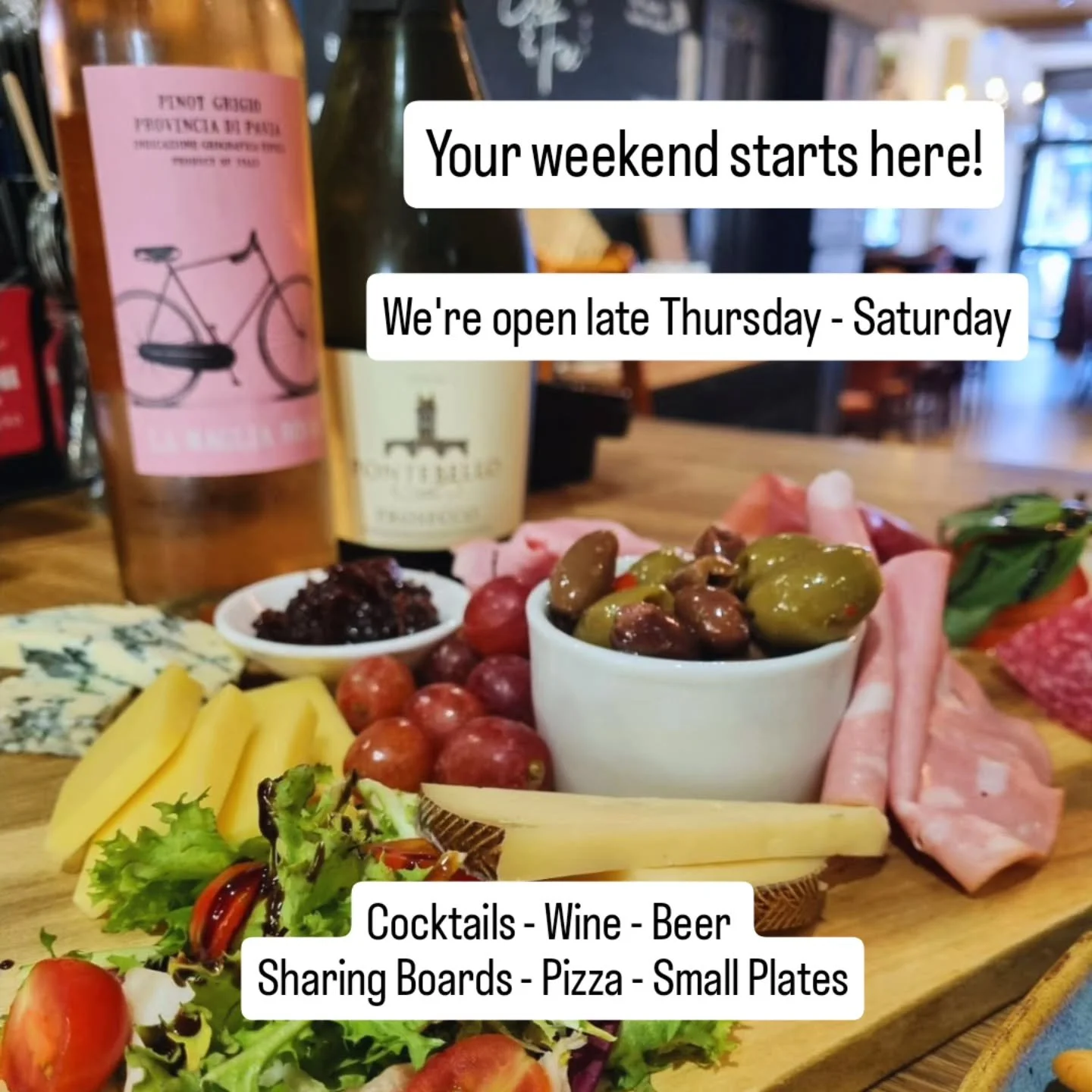 Cocktails after work, sharing boards with friends, pizza and drinks or Saturday Bottomless Brunch, we're here for all of it.

Open until late every Thursday to Saturday.

✨ Bottomless Brunch is back every Saturday 
🍸 Cocktails, wine &amp; beers
🧀 S
