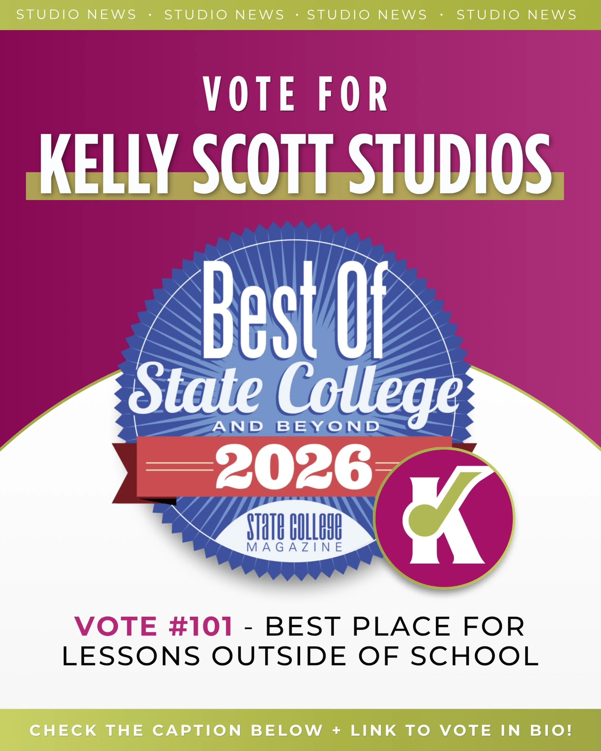 It&rsquo;s that time of year again, with an exciting update! 🎉  After many years, I&rsquo;m so excited to finally see that the Best of State College feature has created a new, much needed, category to highlight the incredible work of the musicians a