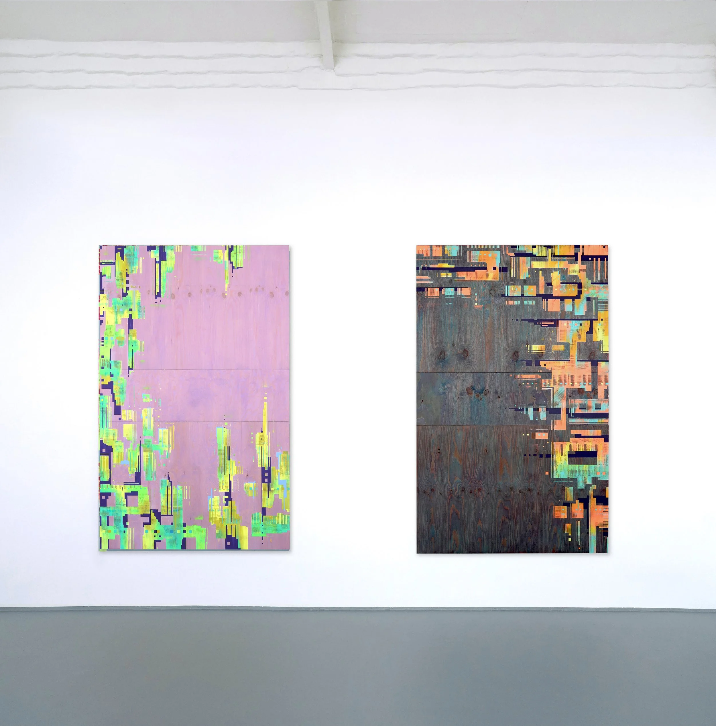 LaZe 7+8, acrylics on plywood, each 200 x 125 cm, 2025