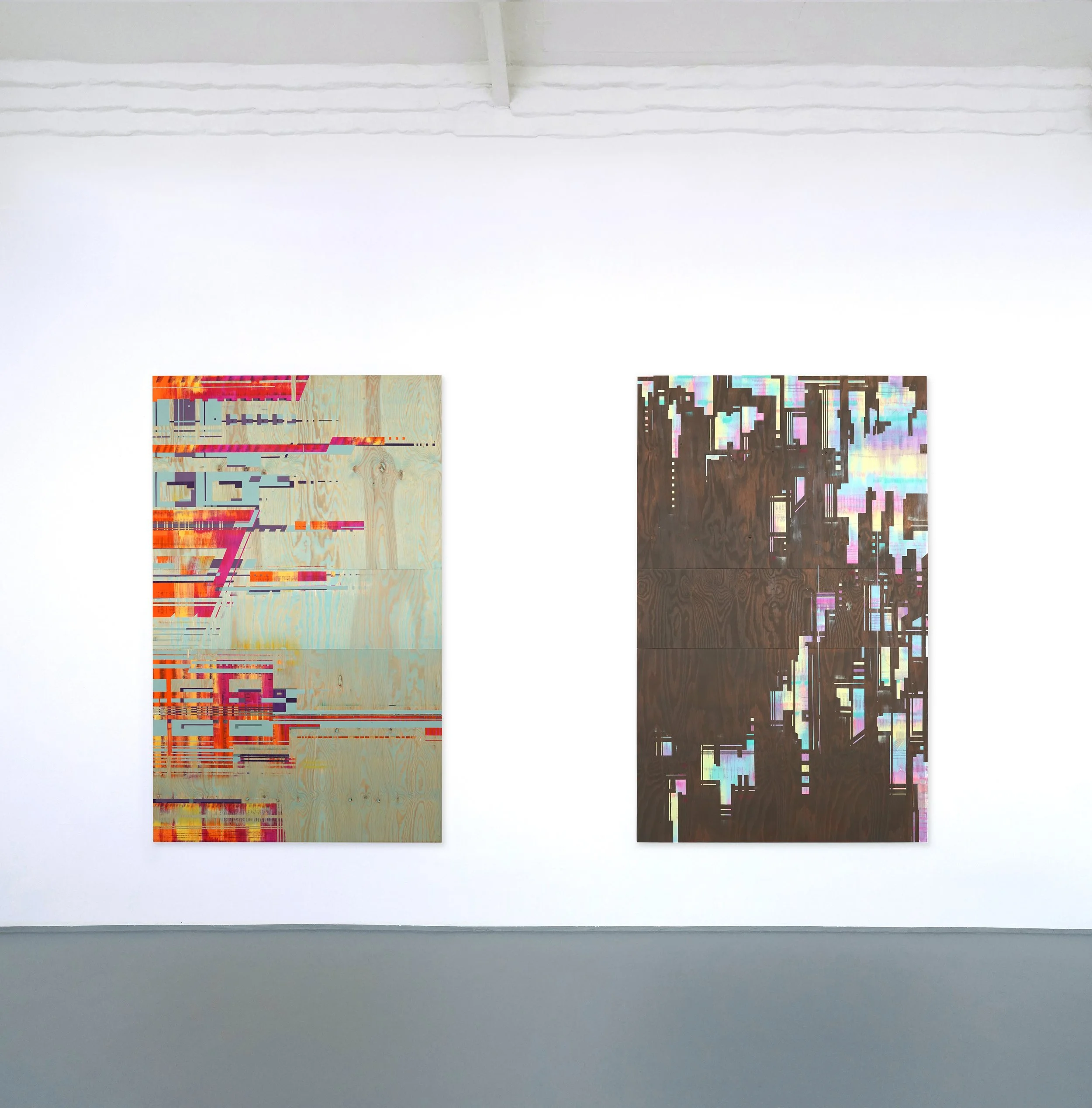 LaZe 3+4, acrylics on plywood, each 200 x 125 cm, 2025