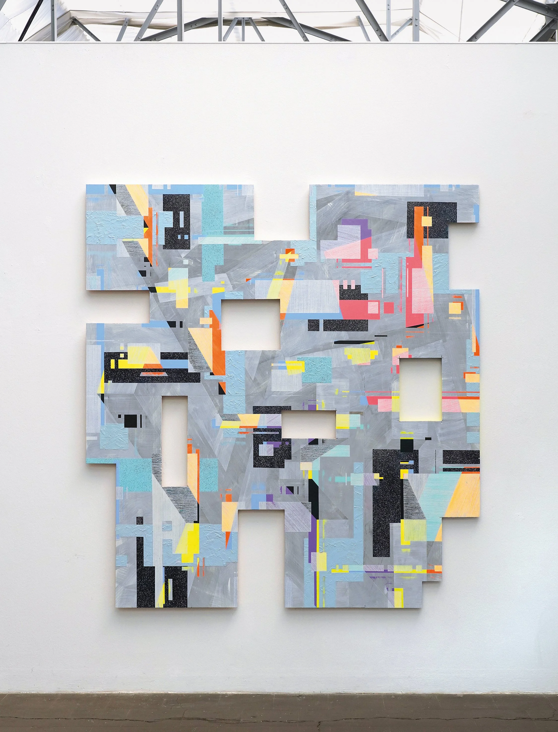 LCCH_3, acrylics, pencil, spraypaint on multiplex board, 200 x 190 cm, 2023