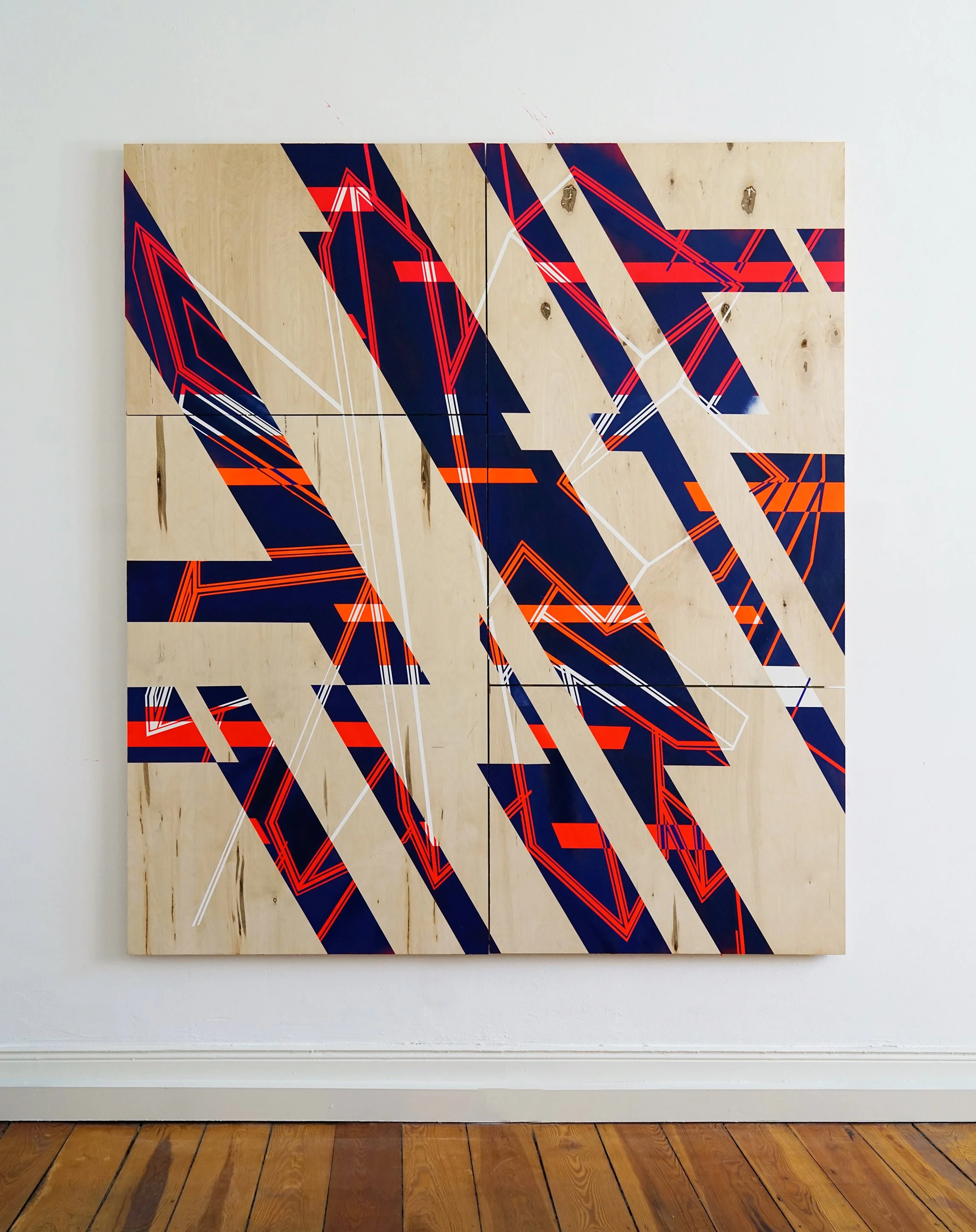 Ahakista, acrylics on multiplex board, 188 x 166 cm, 2019