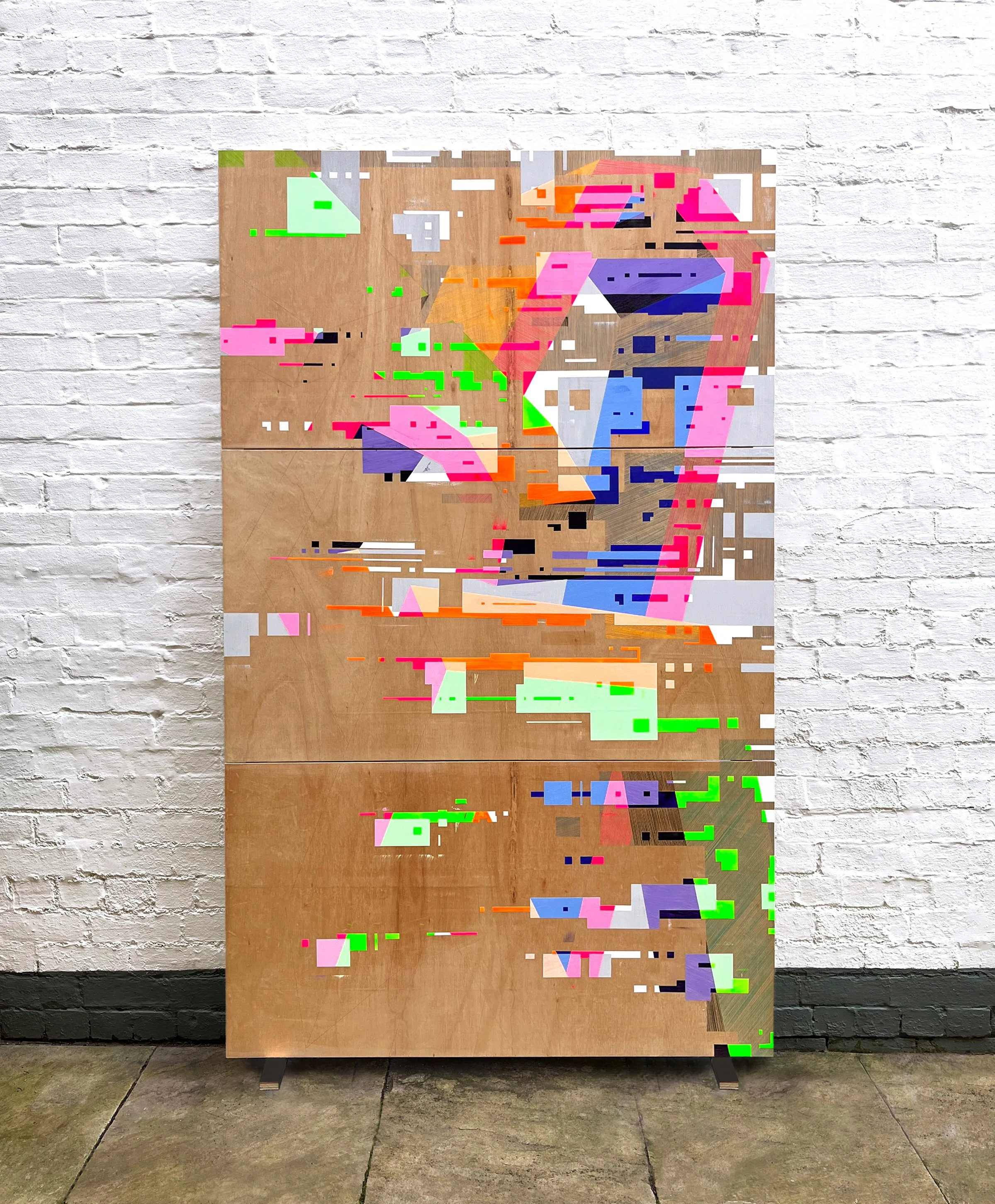 brcK, acrylics, pencil on multiplex board, 200 x 125 cm, 2023 