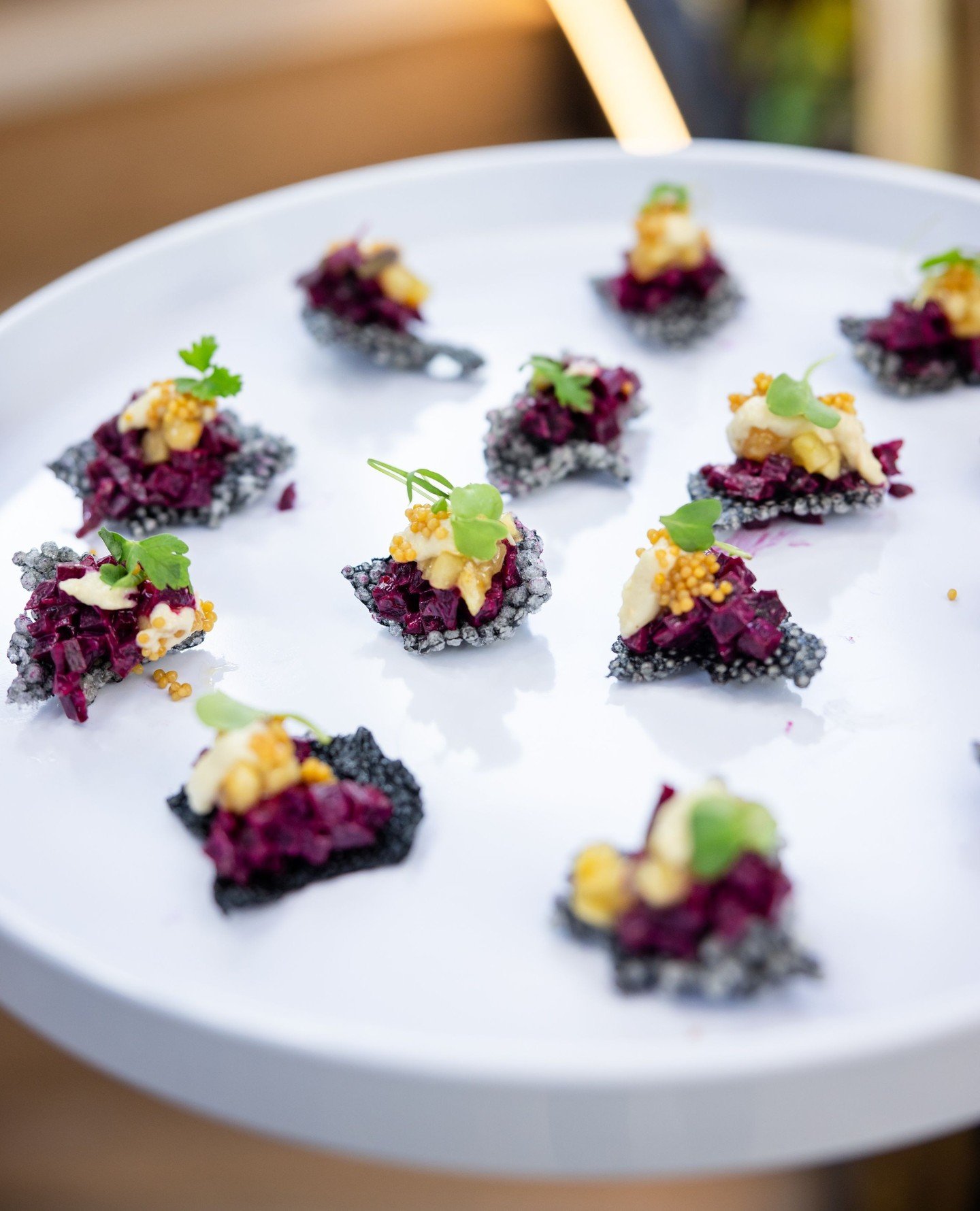 Our Beet Tartare is anything but ordinary&mdash;heirloom beets layered with smoked apple, pickled mustard seed, and puffed tapioca, topped with fresh micro greens ✨️ Plus, it's a great option for your vegetarian and gluten free guests!⁠
⁠
Vendors&mda