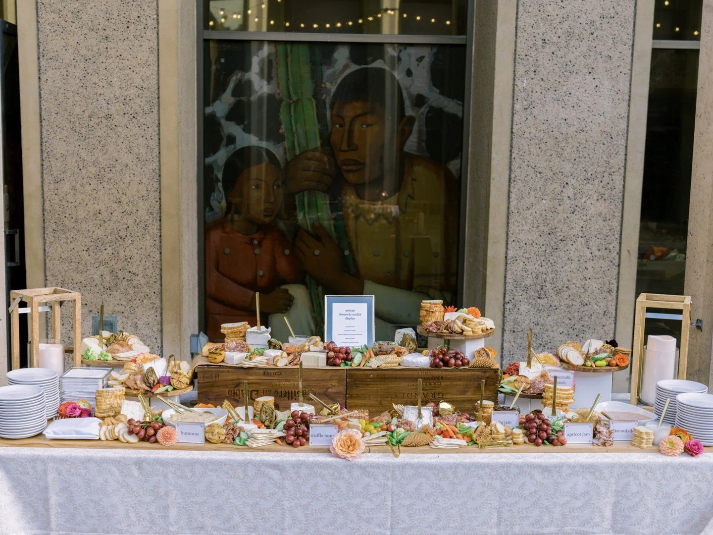⁠Our Artisan Cheese Grazing Station and Seasonal Crudit&eacute; display are always a crowd favorite&mdash;perfect for guests to enjoy while mingling!⁠
⁠
Venue: @sandiegomuseumofart⁠
Planning &amp; Design: @valentinaweddingsandevents⁠
Photography: @ca