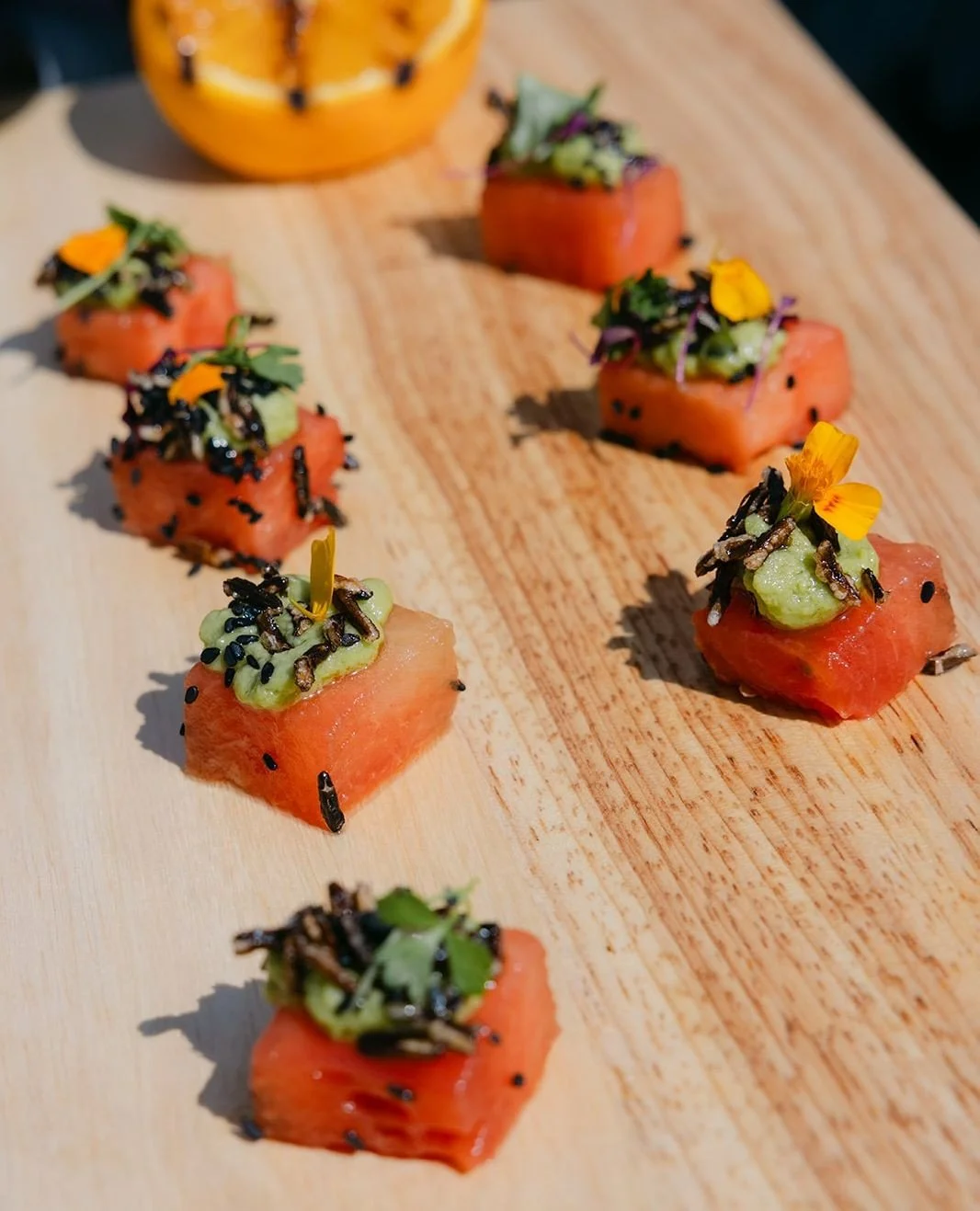 Our Watermelon Poke is the ultimate warm-weather bite ☀️⁠
⁠
Host | @curatecalifornia_ ⁠
Planner + Design | @evermorevent⁠
Venue + Wine | @ranchoguejitoweddings @ranchoguejitovineyard⁠
Catering | @coastcatering⁠
Bar | @cocktailconcierge⁠
Photography |