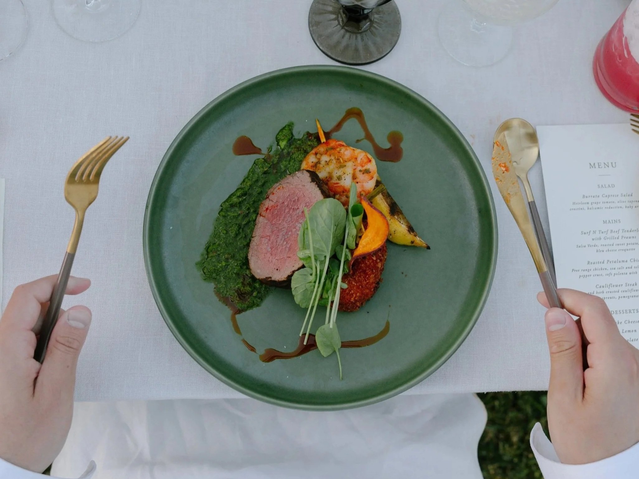Surf N Turf Beef Tenderloin Medallion with Grilled Prawns
