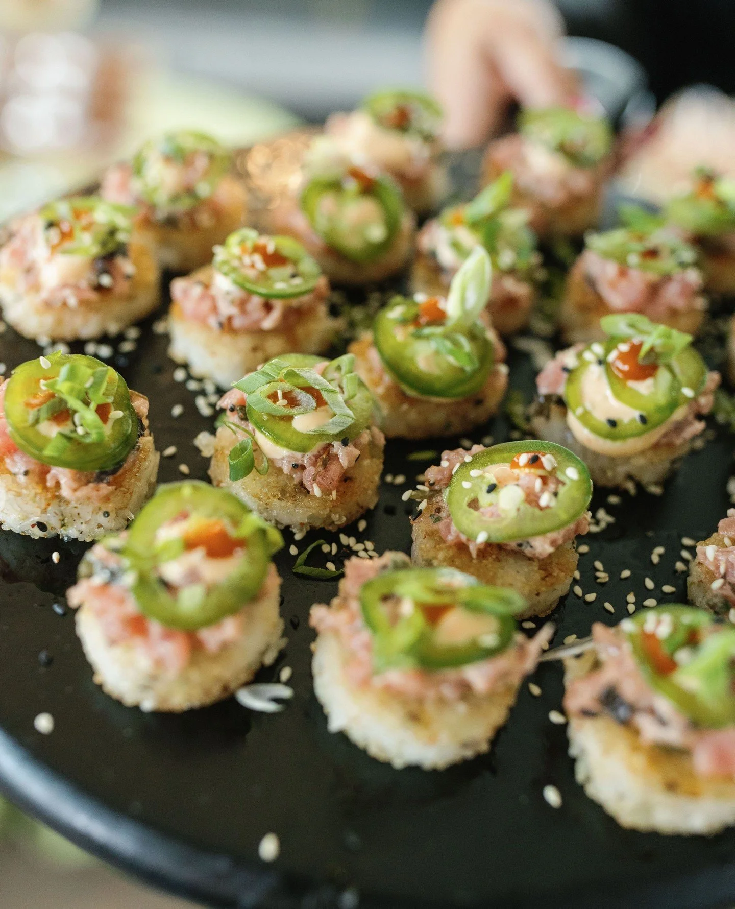 Our Crispy Rice Roll has a little crunch, a little hear &amp; a whole lot of flavor!⁠
⁠
⁠
Vendors&mdash;⁠
Venue: @grandblancmaison⁠
Catering: @coastcatering⁠
Bar: @snakeoilcocktail⁠
Florals: @flor.esarturo⁠
Content Creator: @lovenotemedia⁠
Draping &a