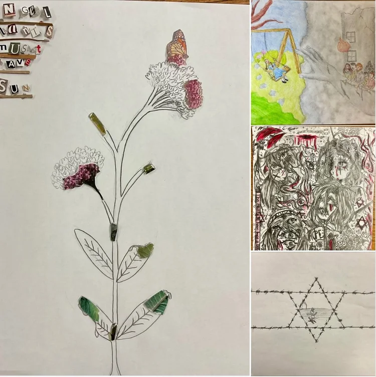 Student artwork inspired by Milkweed