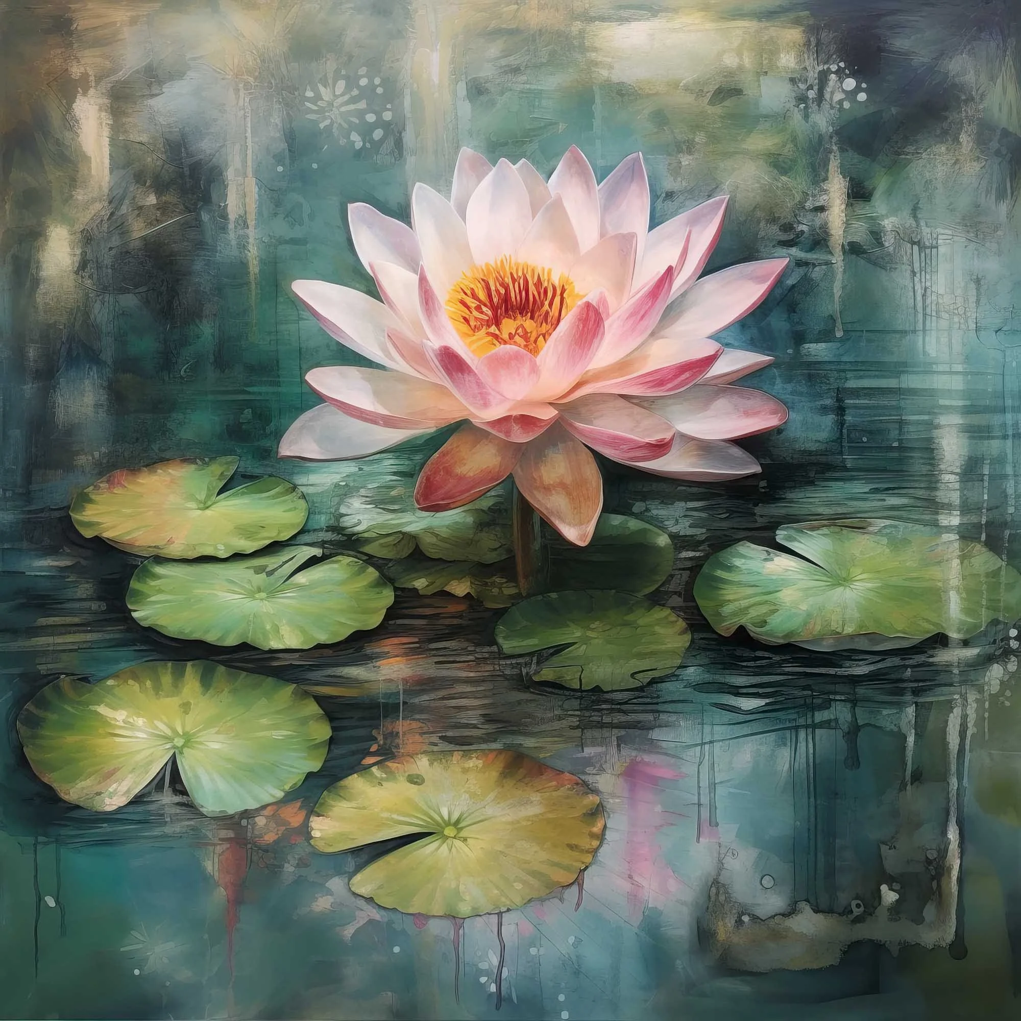 Water Lily Lotus Flower Monet Inspired Fine Art Print