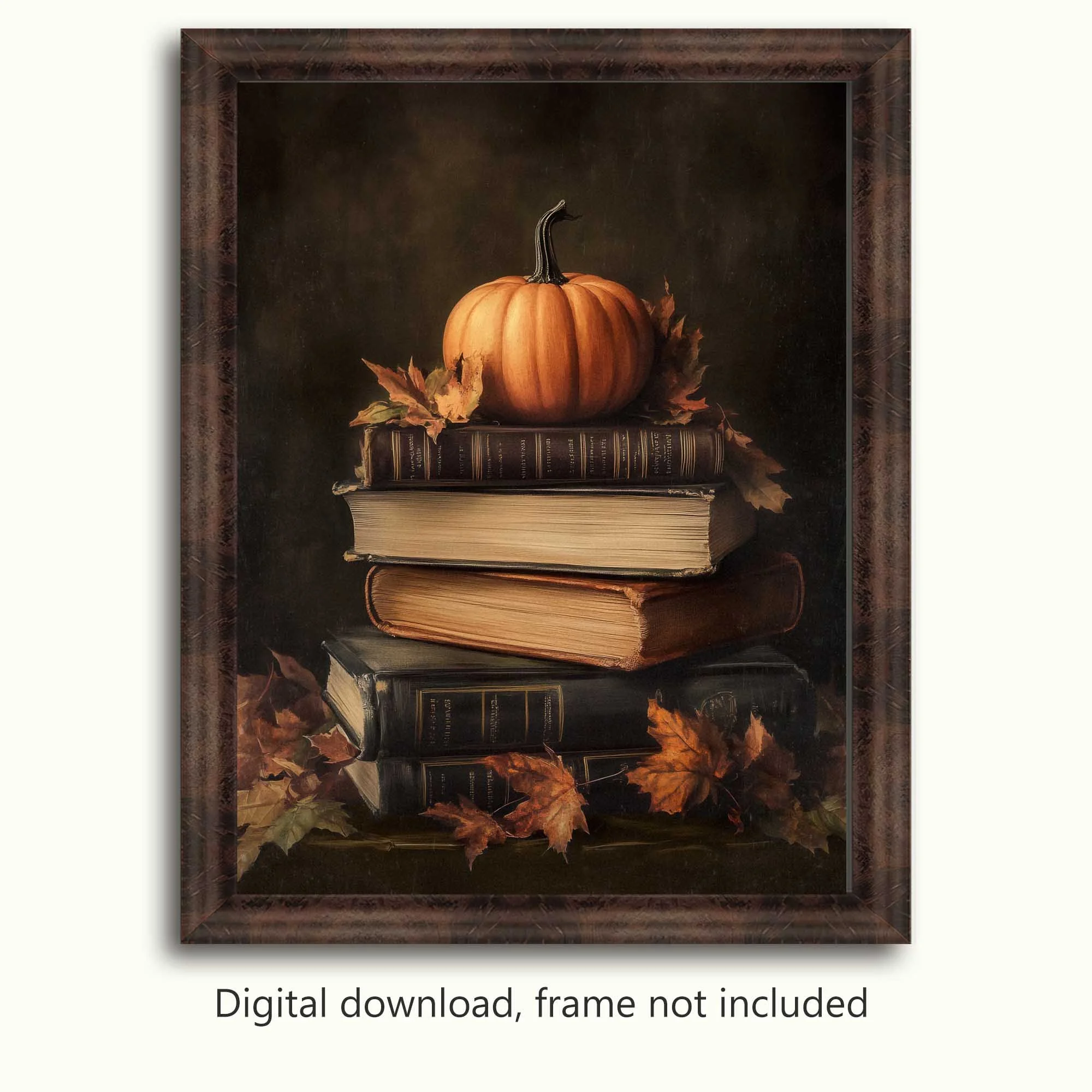 Rustic Autumn Moody Books With Pumpkin