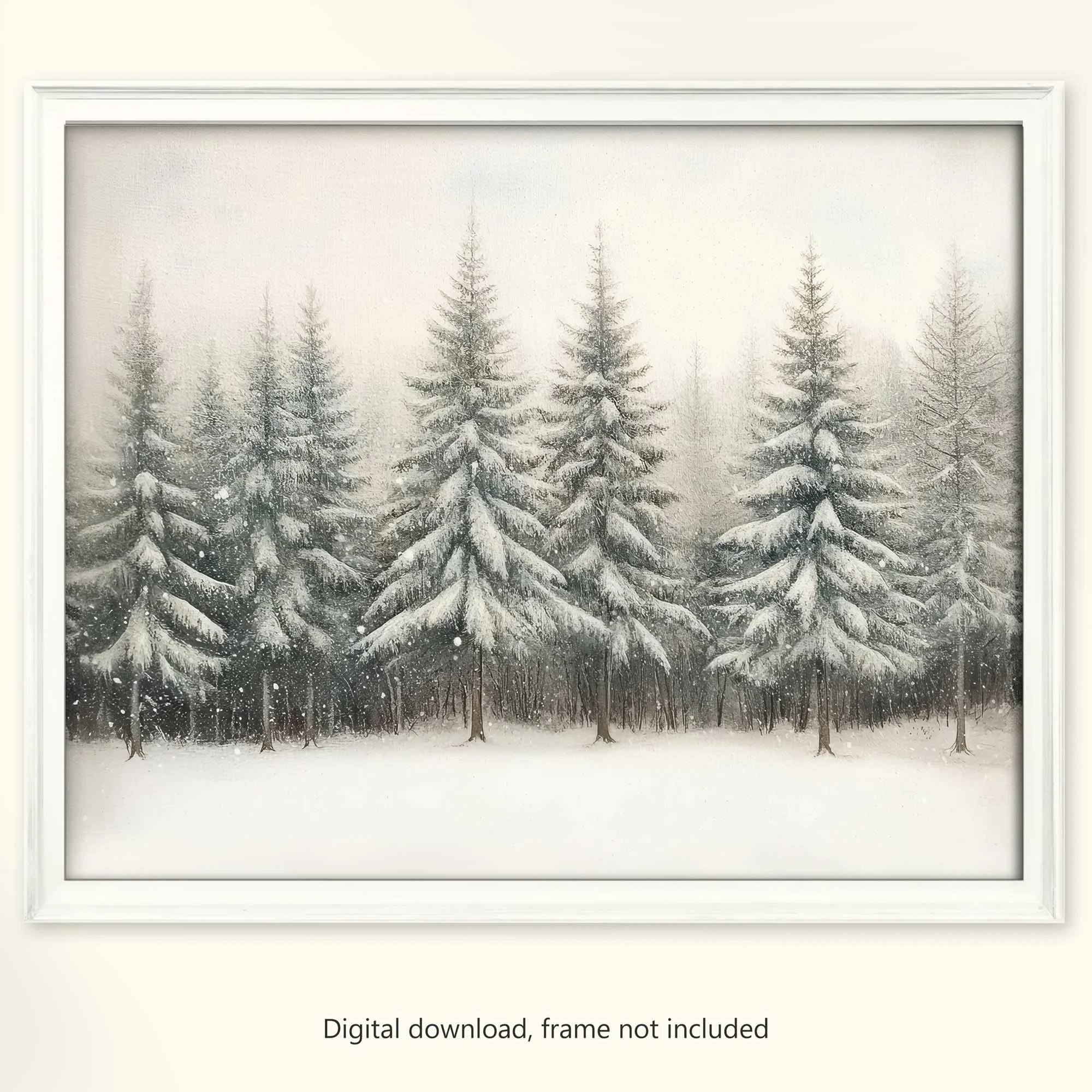 Winter Snowy Pine Trees Printable Wall Art
