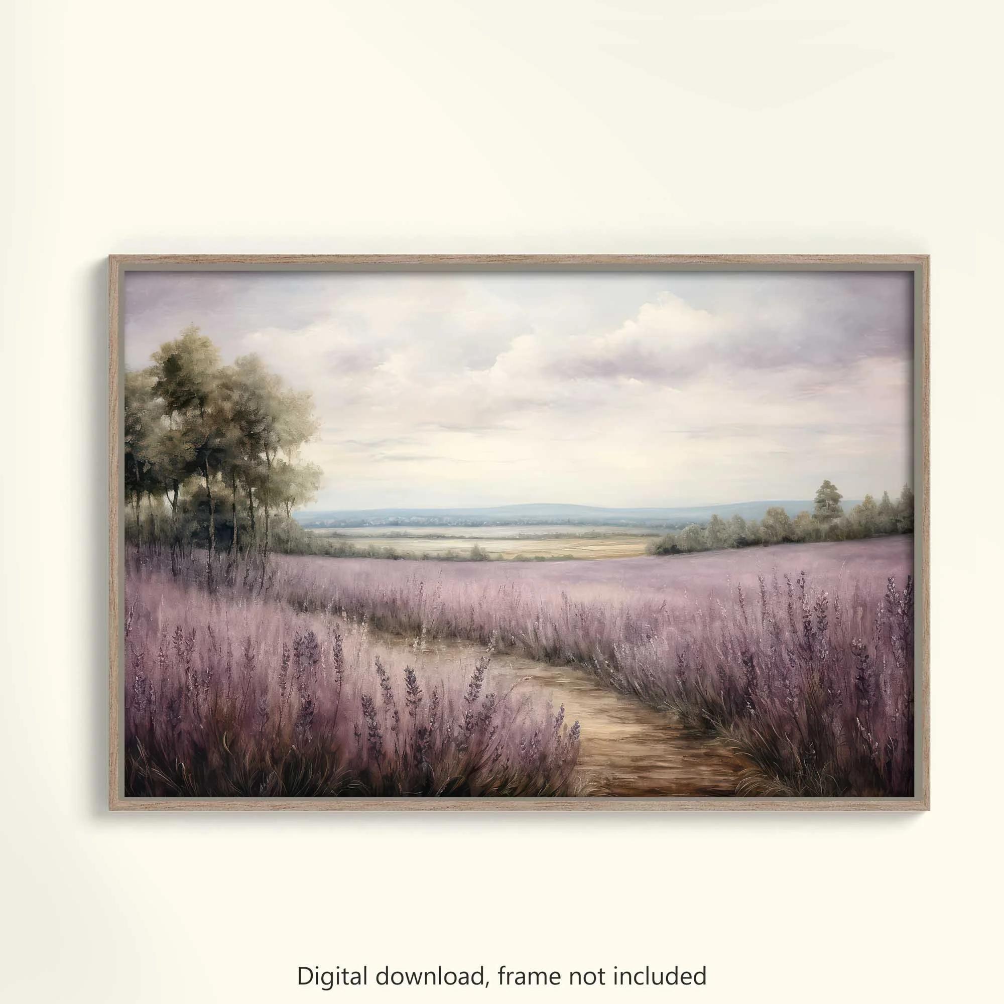 Lavender Fields Serene Printable Landscape Art