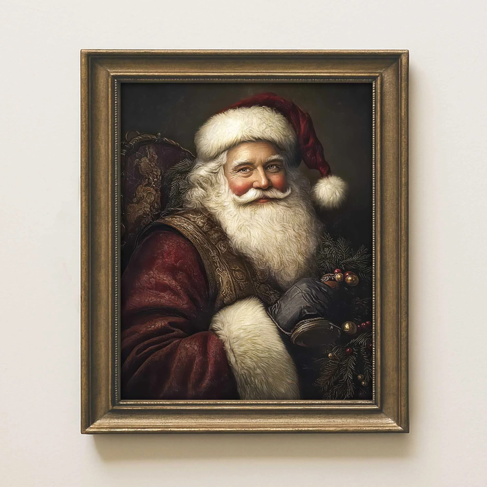 Vintage Santa Claus Portrait Wall Art Print 2