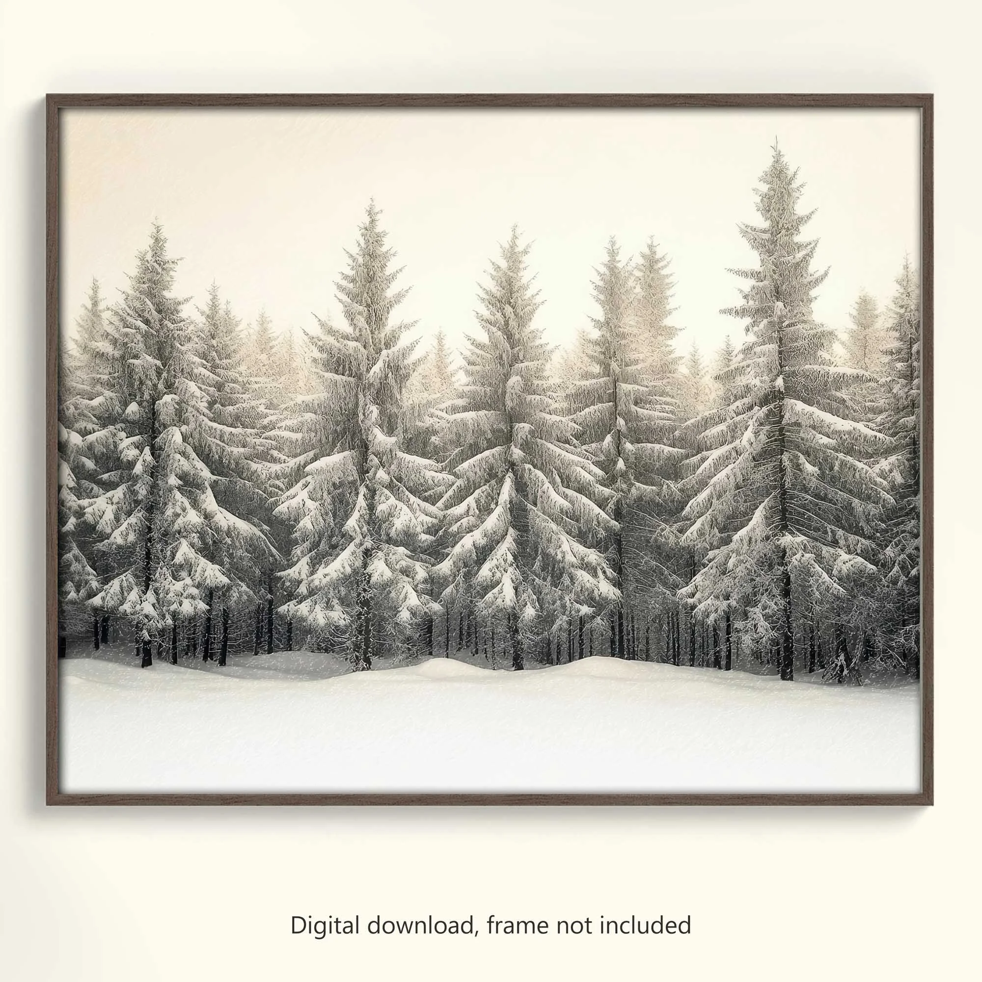 Winter Snow-Covered Pine Trees Printable Art