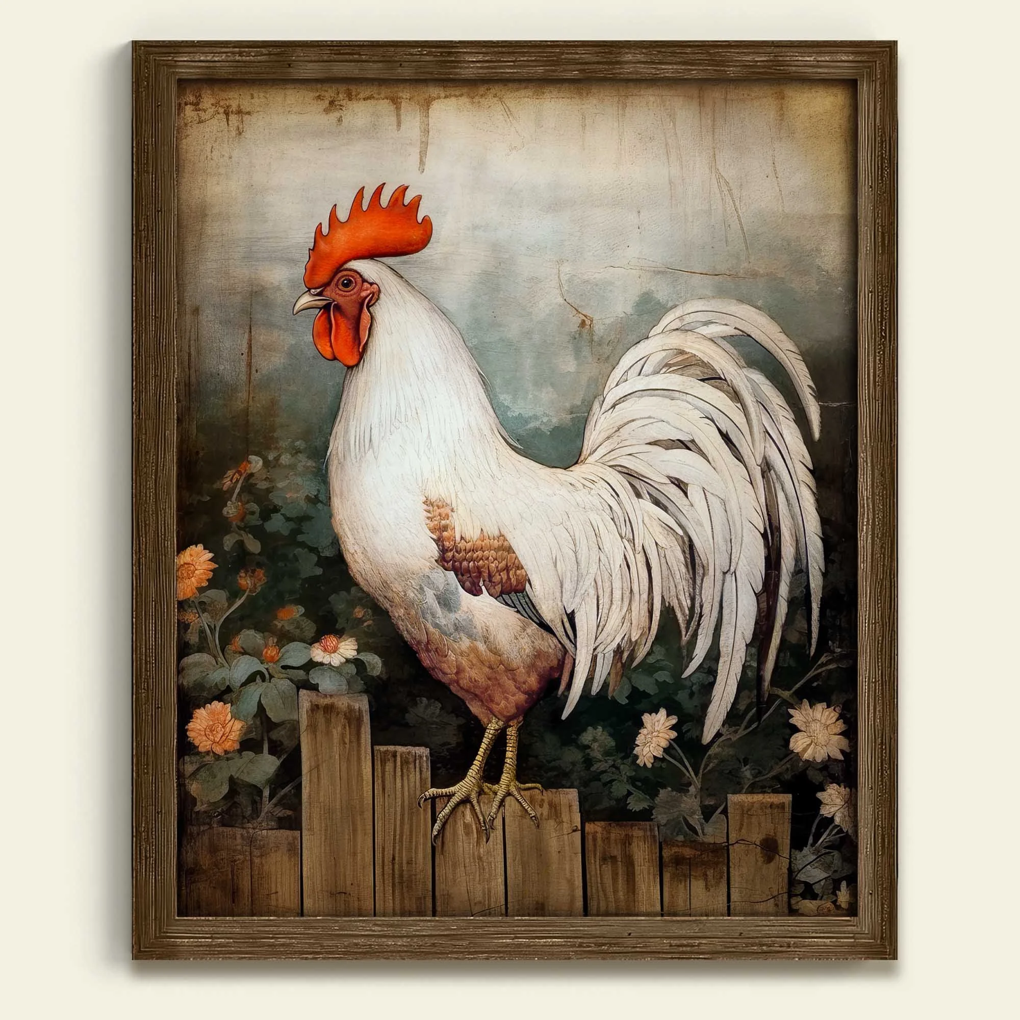 Country Farmhouse Rooster Canvas Print