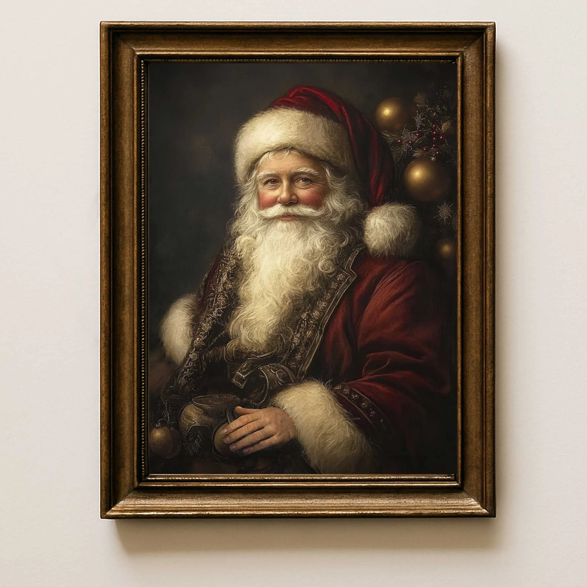 Vintage Santa Claus Portrait Wall Art Print