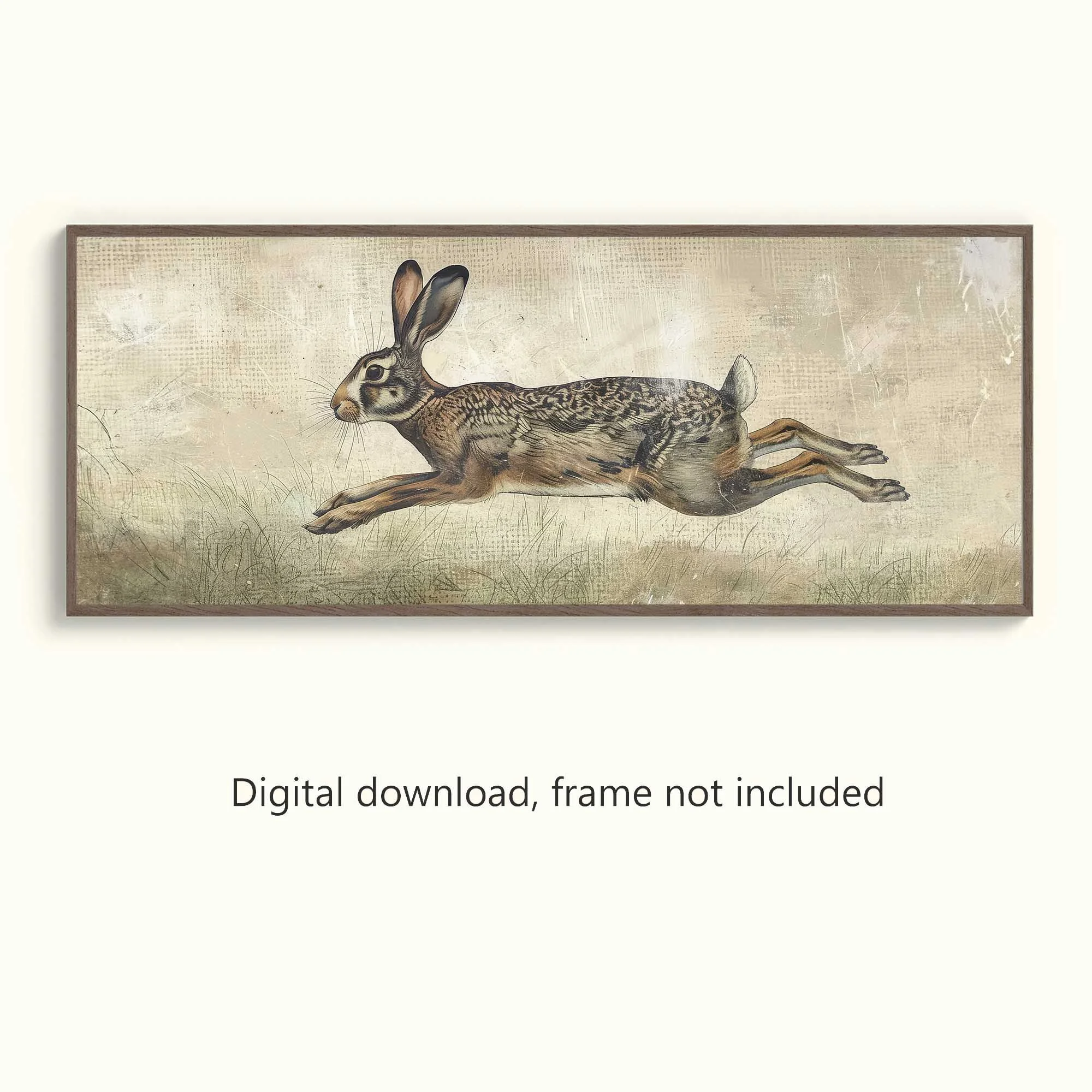 Vintage Woodland Leaping Hare Printable Art