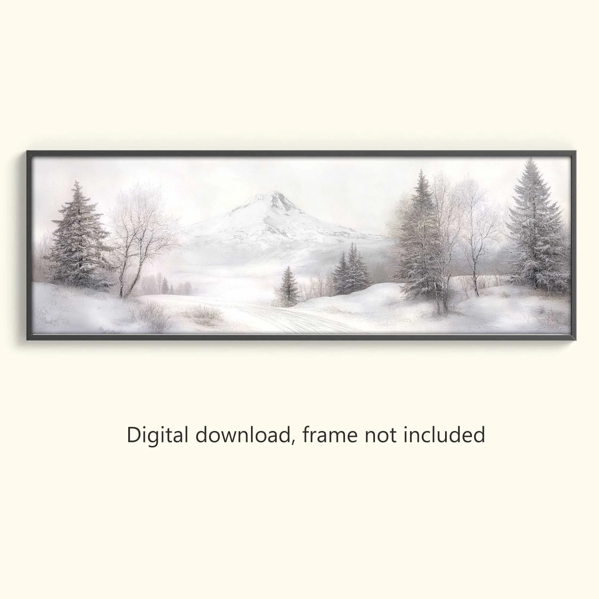 Winter Landscape with Snowy Mountain (Mt. Hood) Printable Art
