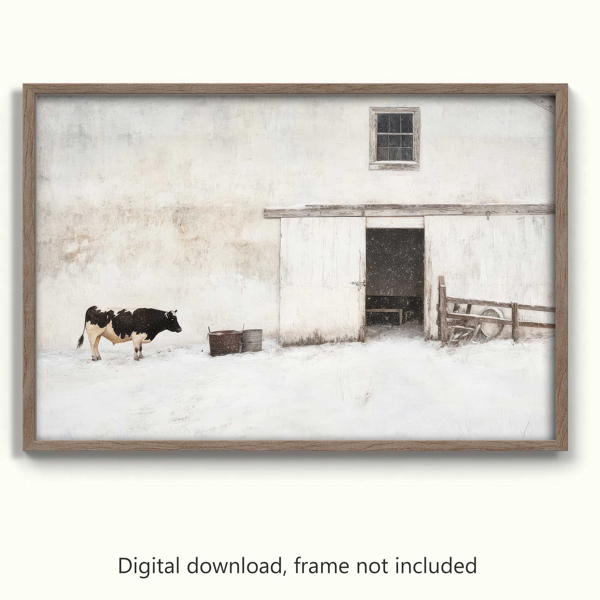 Vintage Cow and Barn Printable Rustic Wall Art