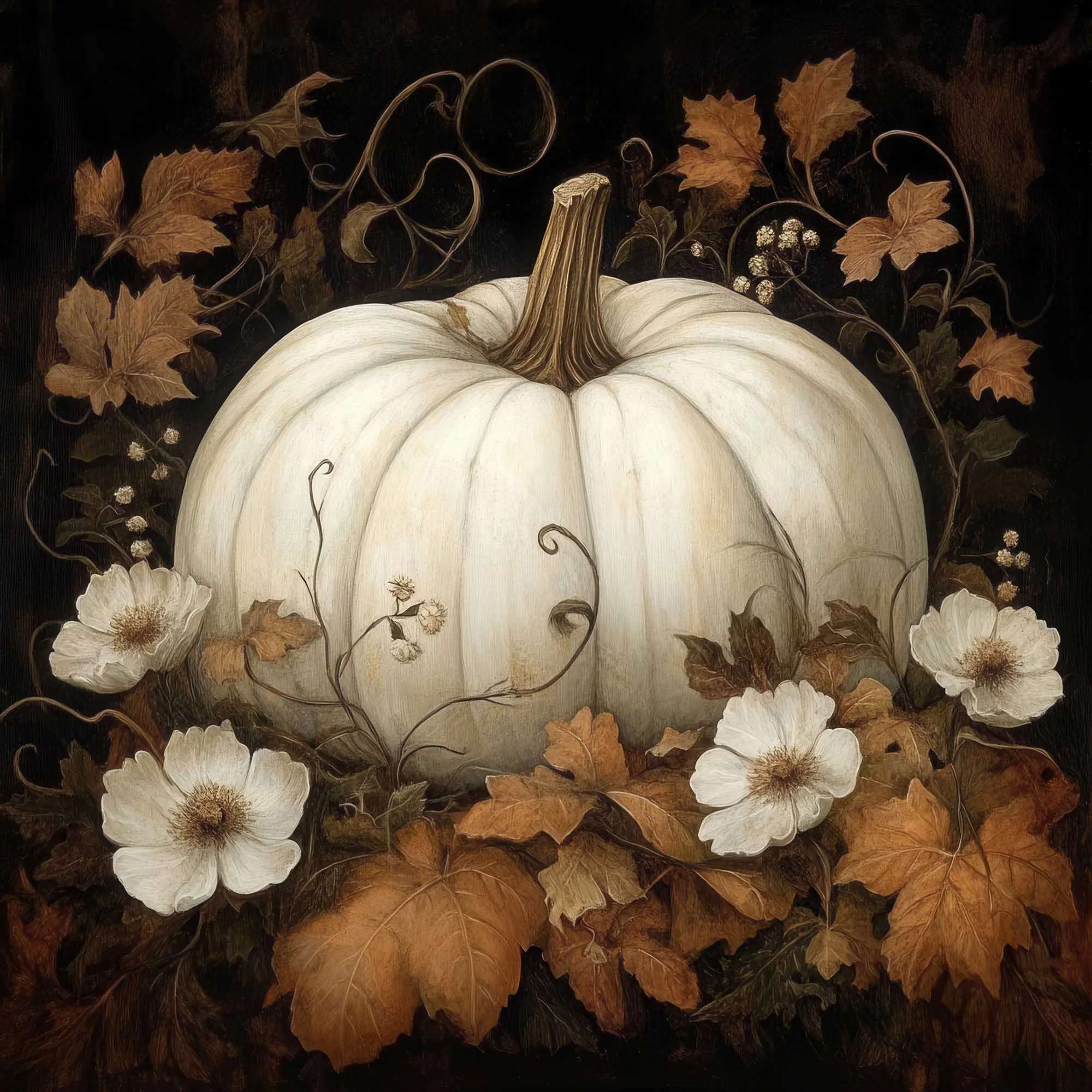 Rustic White Pumpkin Autumn Harvest Printable Art