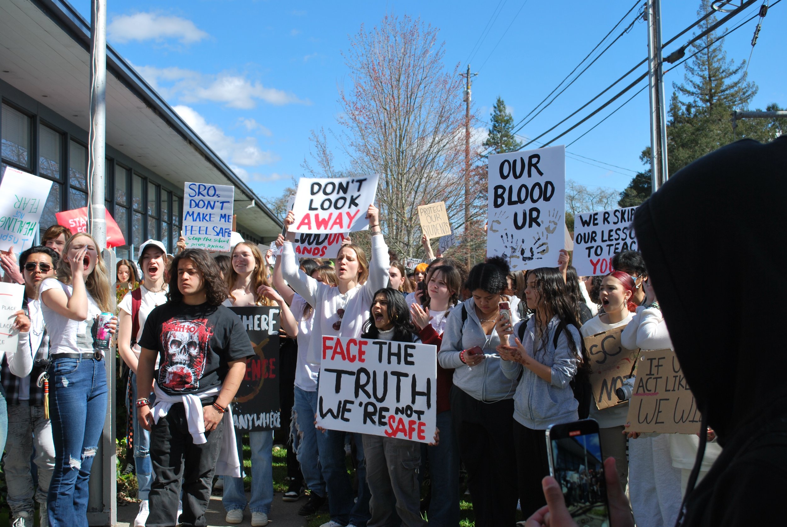  Santa Rosa Highschool walkout to front of SRCS administration building (Sophia Hughes,  The Puma Prensa  ) 