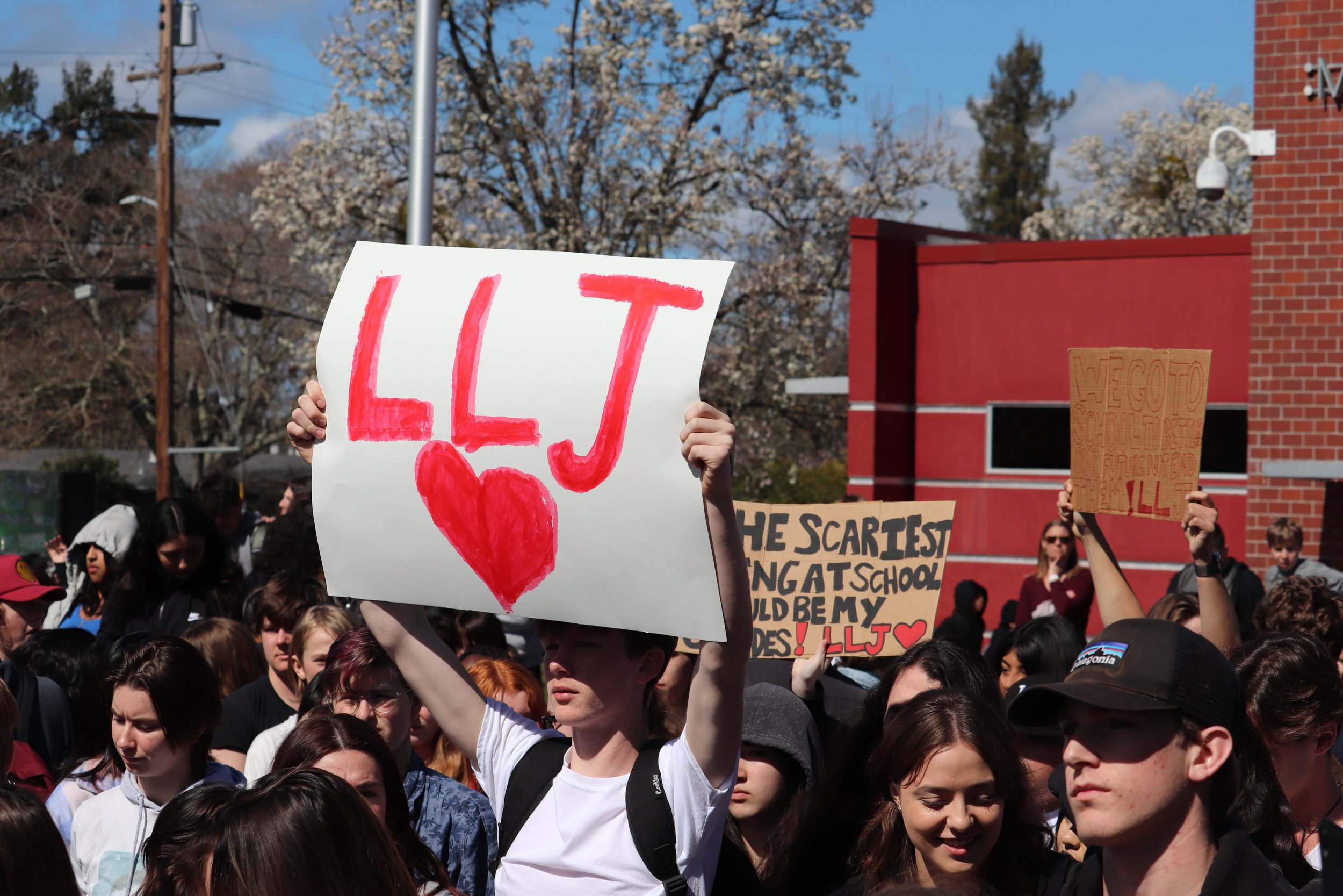  Montgomery High school demonstration sign LLJ: Long Live Jayden (Myiah Lucio,  The Puma Prensa  ) 