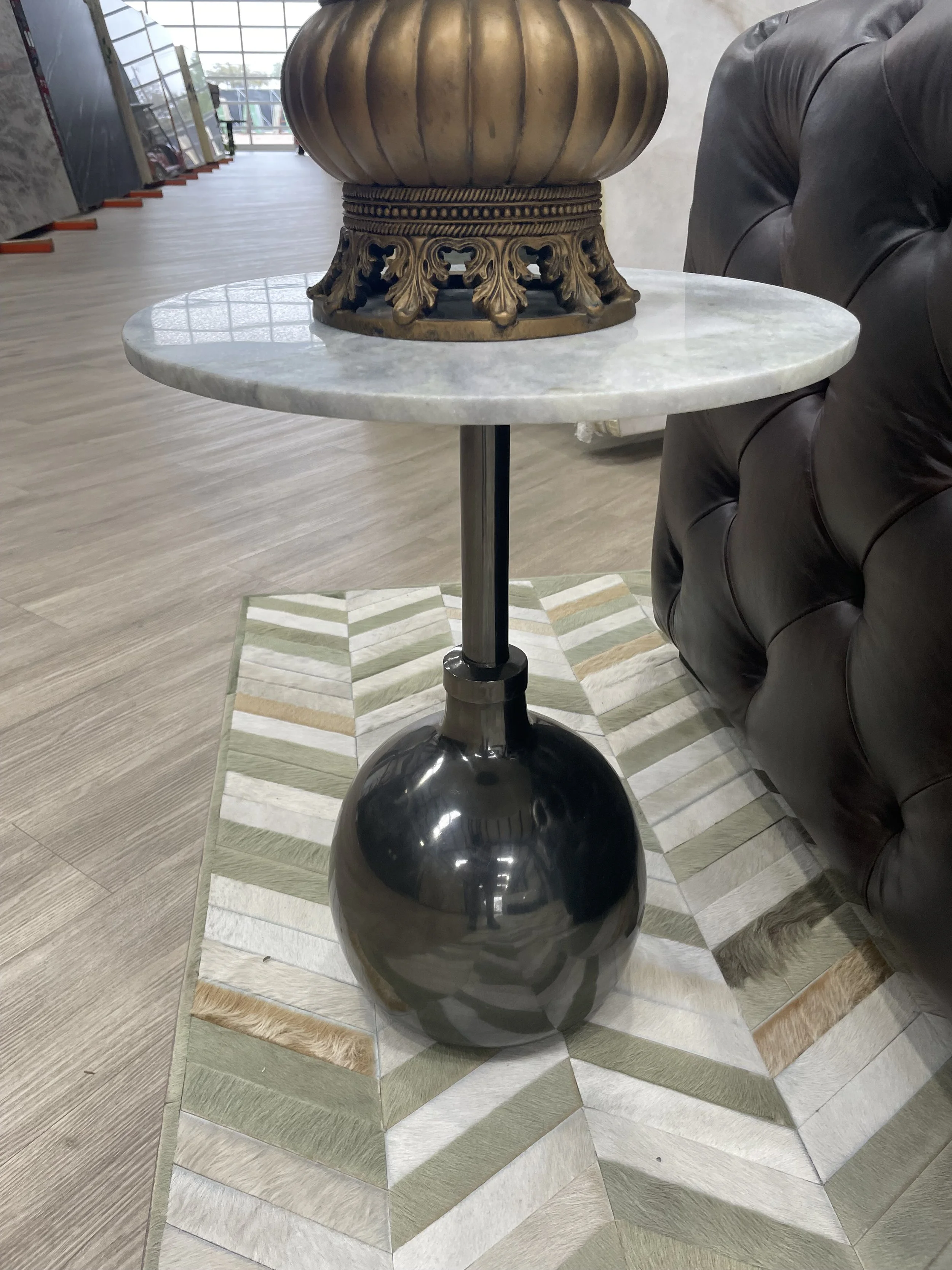 Metal Side Table w Orb Base