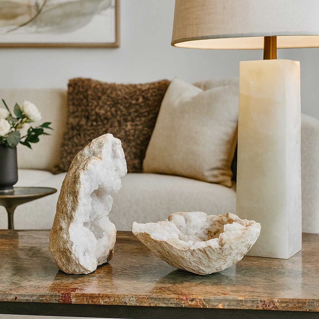 Echo Halves: Paired Quartz Geodes