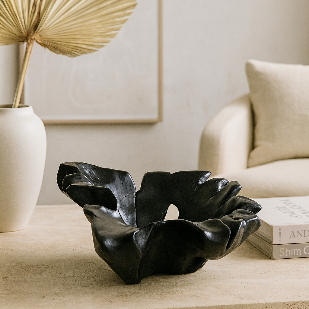 Charred Teak Sculptural Bowl