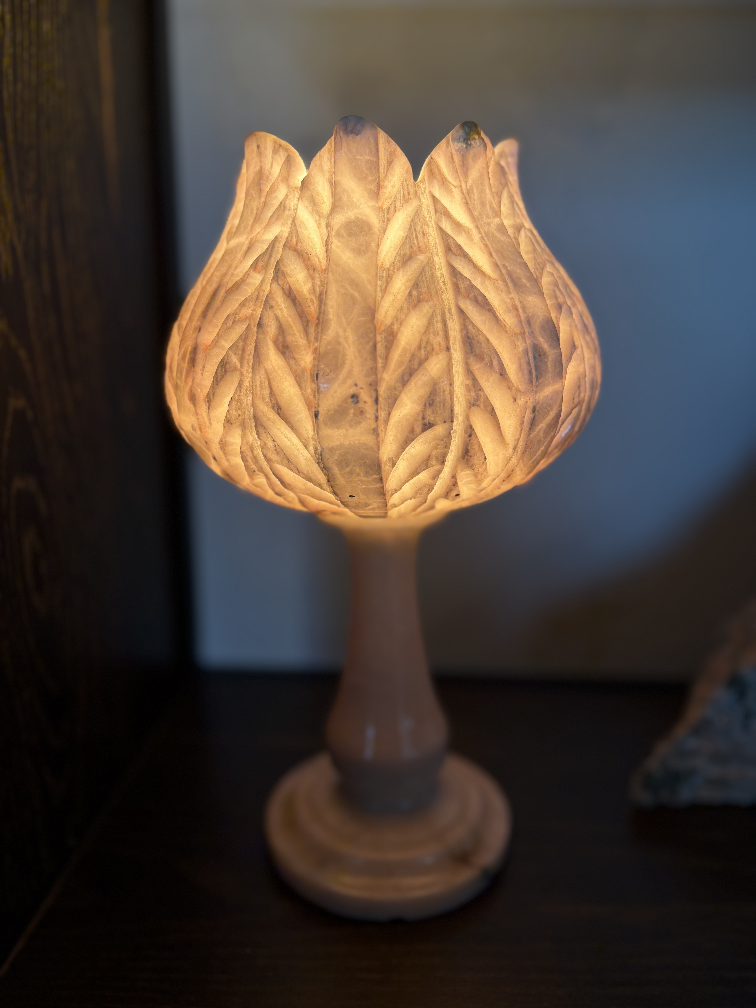 Blush Marble Tulip Lamps (Pair)