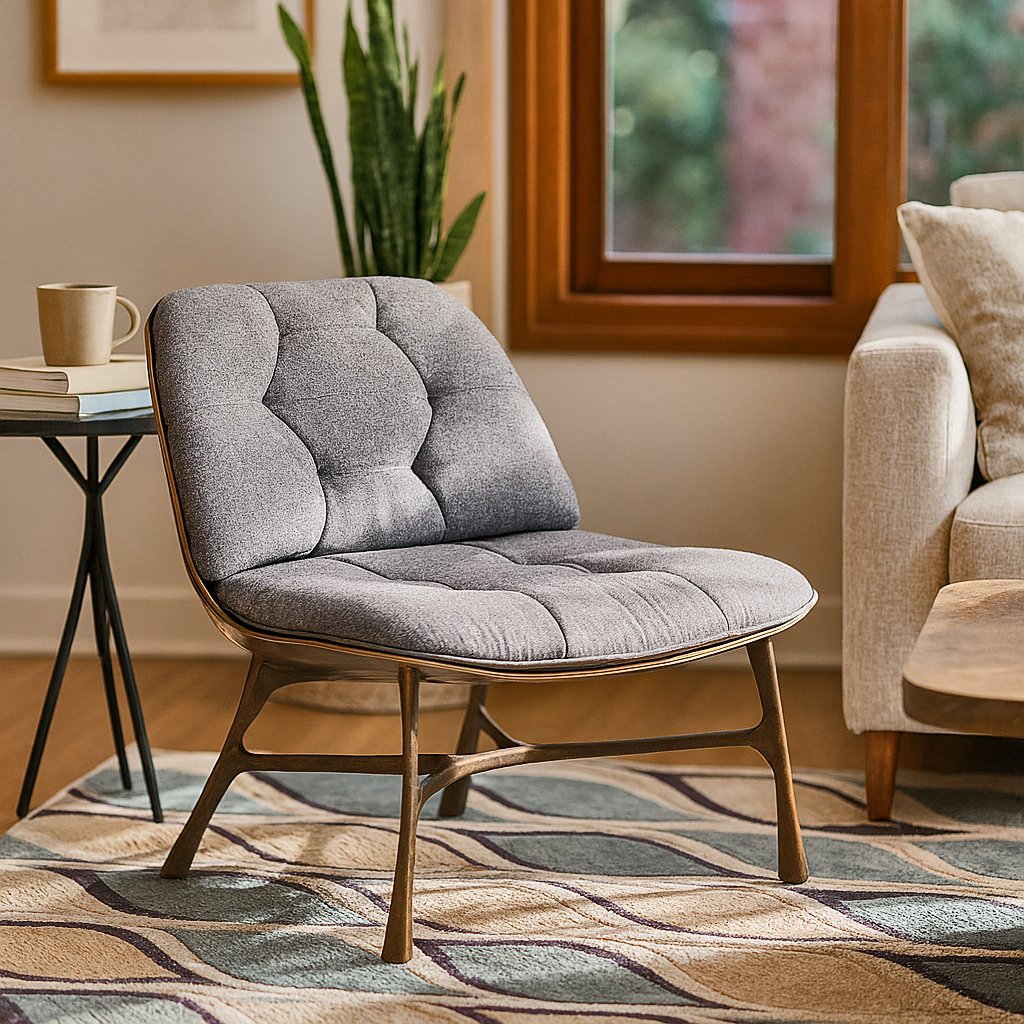 Steel-Backed Upholstered Lounge Chair