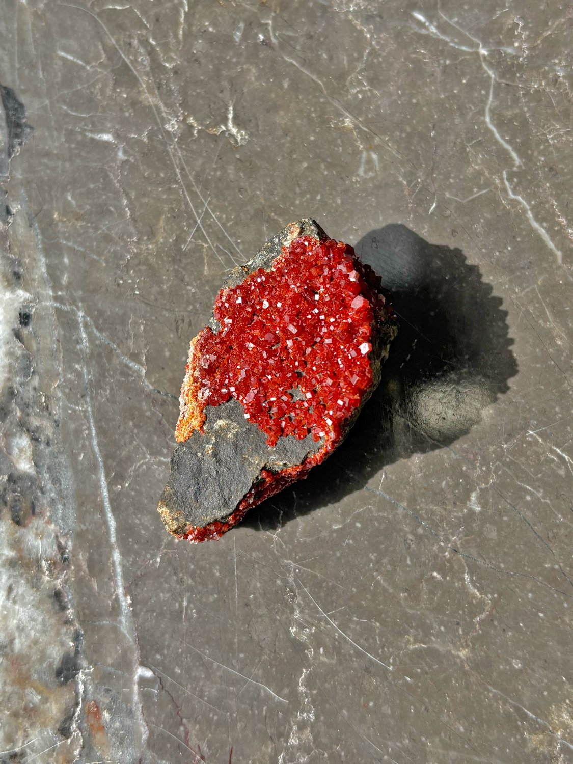 Red Vanadinite crystal cluster on matrix from Apache Mine, Arizona