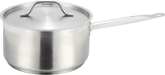 Stainless steel pot with lid and long handle