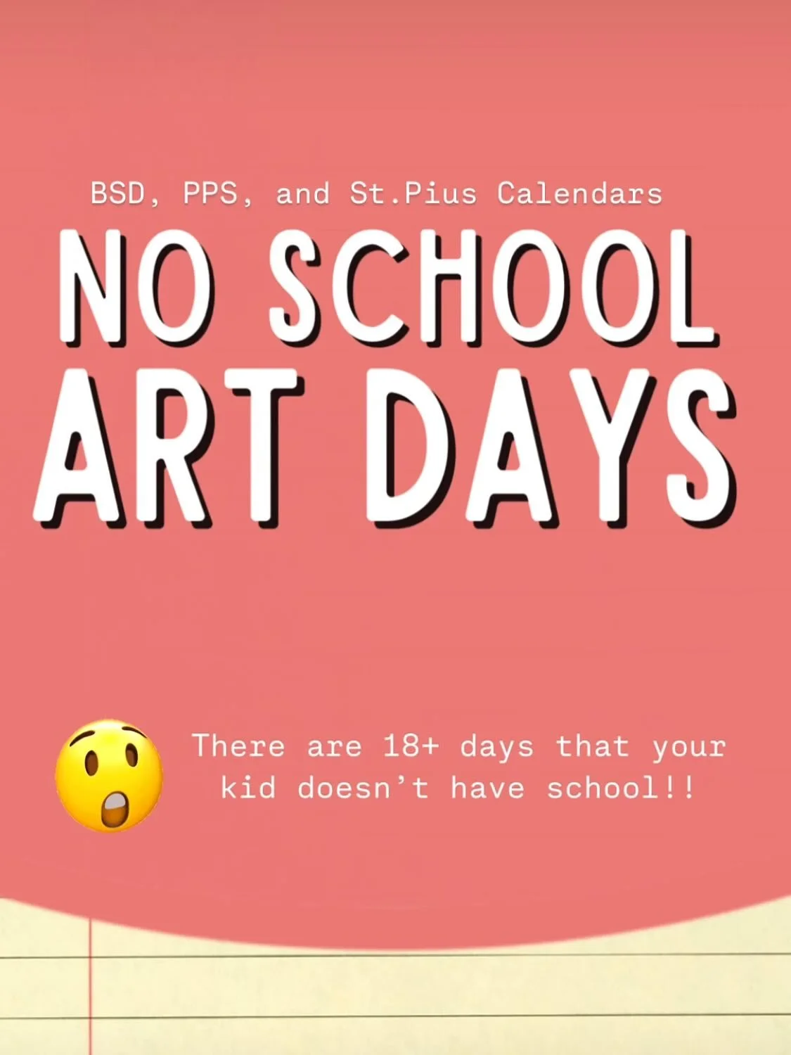 Families, can you believe your kids have more than 18+ no school days this year? We&rsquo;ve got you covered! Whimsy Wees is offering No School Art Days that follow the BSD, PPS, and St. Pius X school calendars. 
Kids can spend their day diving into 