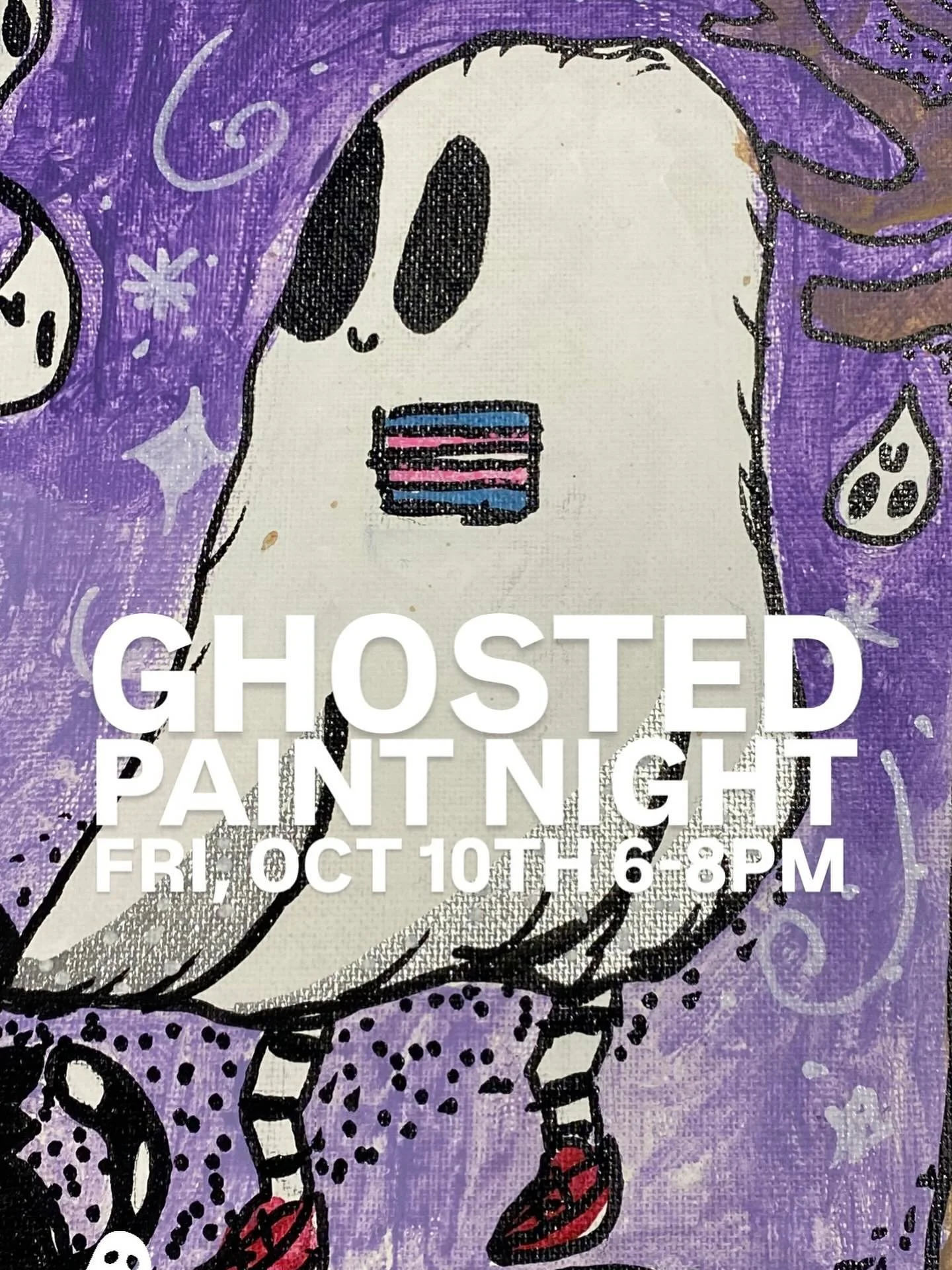 Friday Night Plans? Grab a friend and get into the studio for a fun spooky night! We&rsquo;ll have all the supplies out for you to paint your very own ghost! Fri, Oct 10th 6-8pm. Link in bio to our website to register.