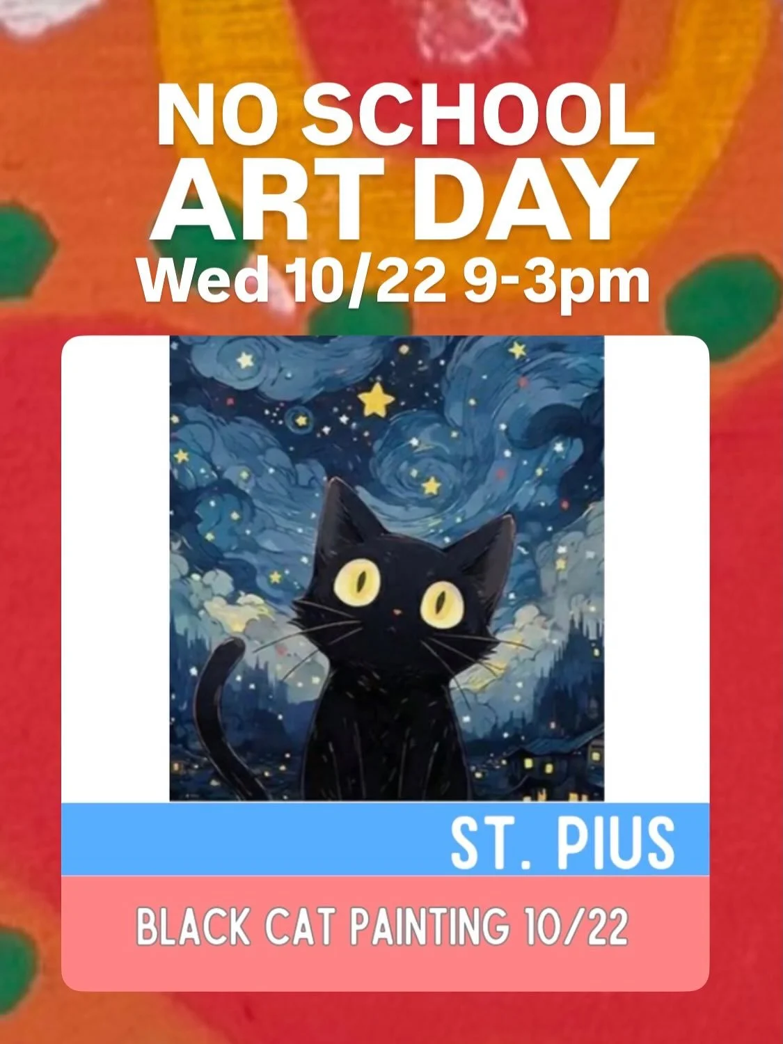 We&rsquo;ve got fun days planned for our No School Art Days. Black Cat Paintings, Nicho Skeleton Boxes, and Ghost Portraits! We have a few spots left for each day! Link in bio to our website. Registration info on our homepage.