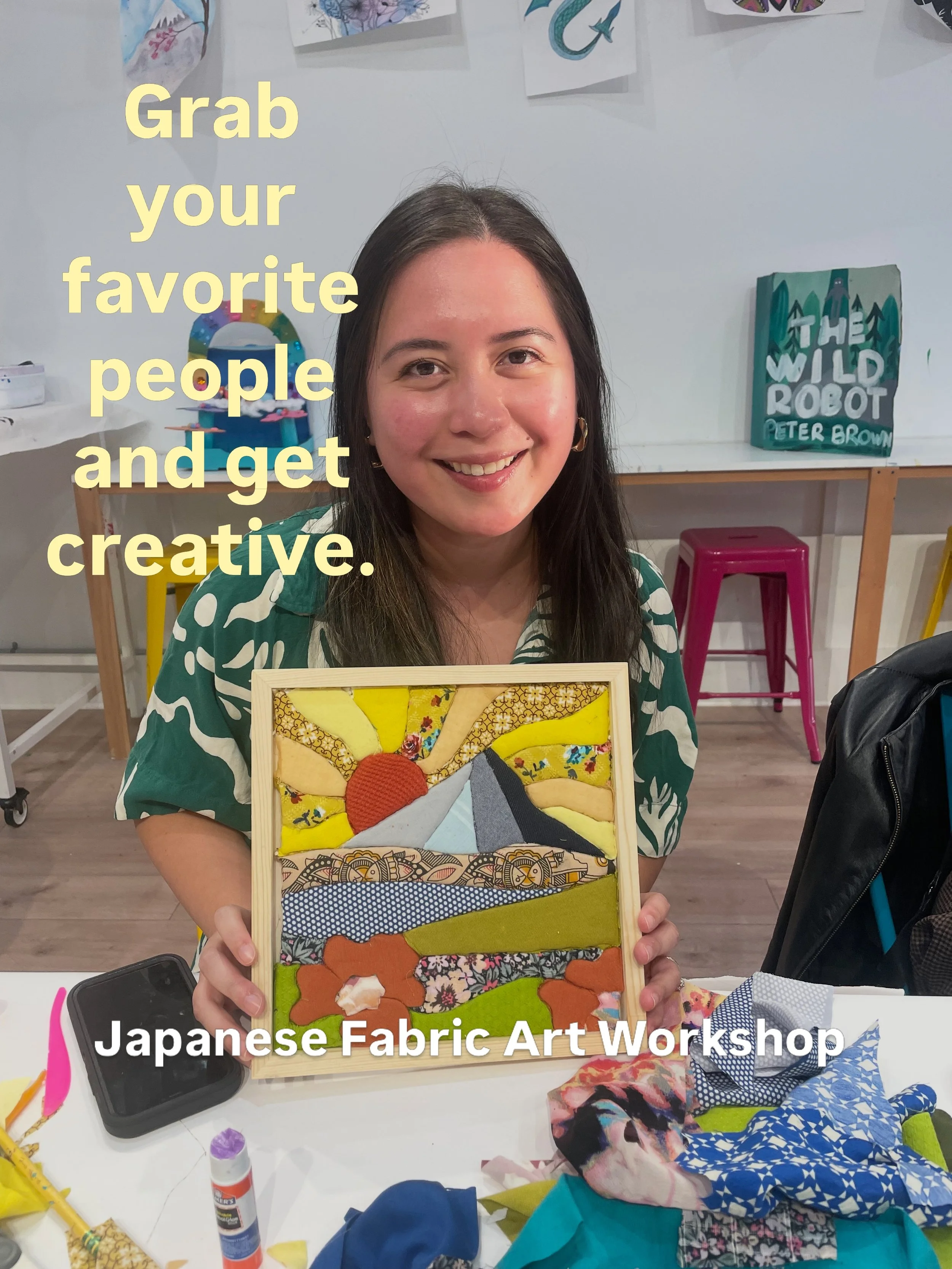 Grab a friend and make it one last creative summer night together! Join us for our Japanese Fabric Art Workshop for adults August 22 from 6&ndash;8 PM. 
Link in bio to register!

Create a beautiful no-sew fabric artwork while enjoying a relaxed and c