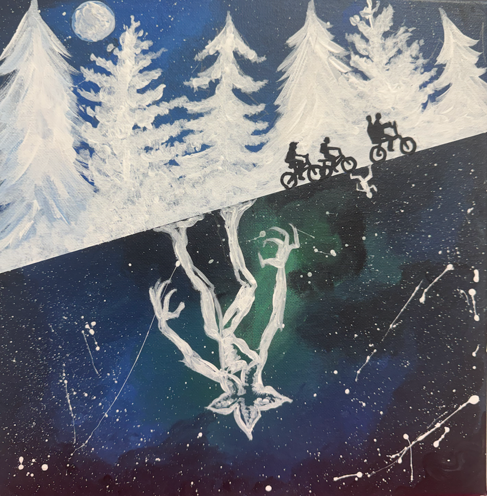 Sip, Paint & Watch Night: Stranger Things. Watch iconic scenes while creating themed artwork for all ages. Templates and support provided