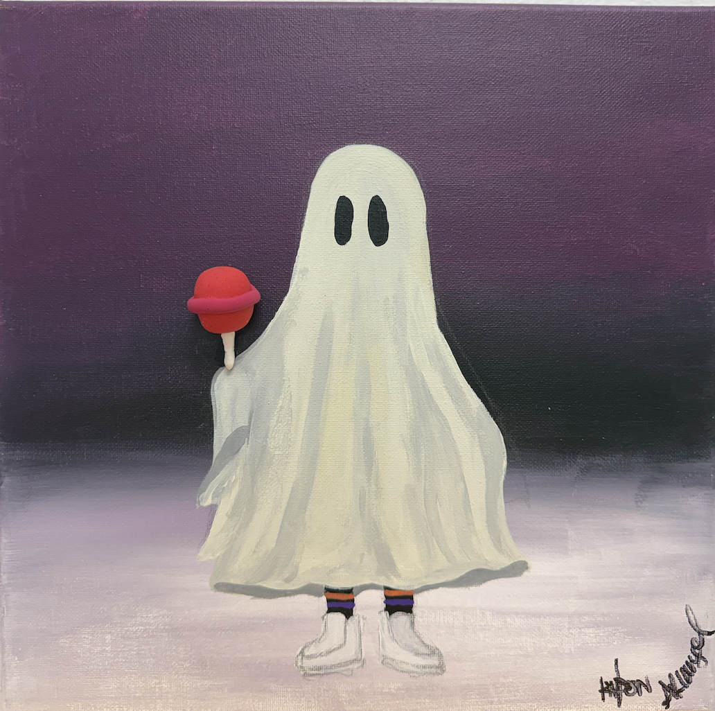Cool Spooky ghost holding a lollipop
