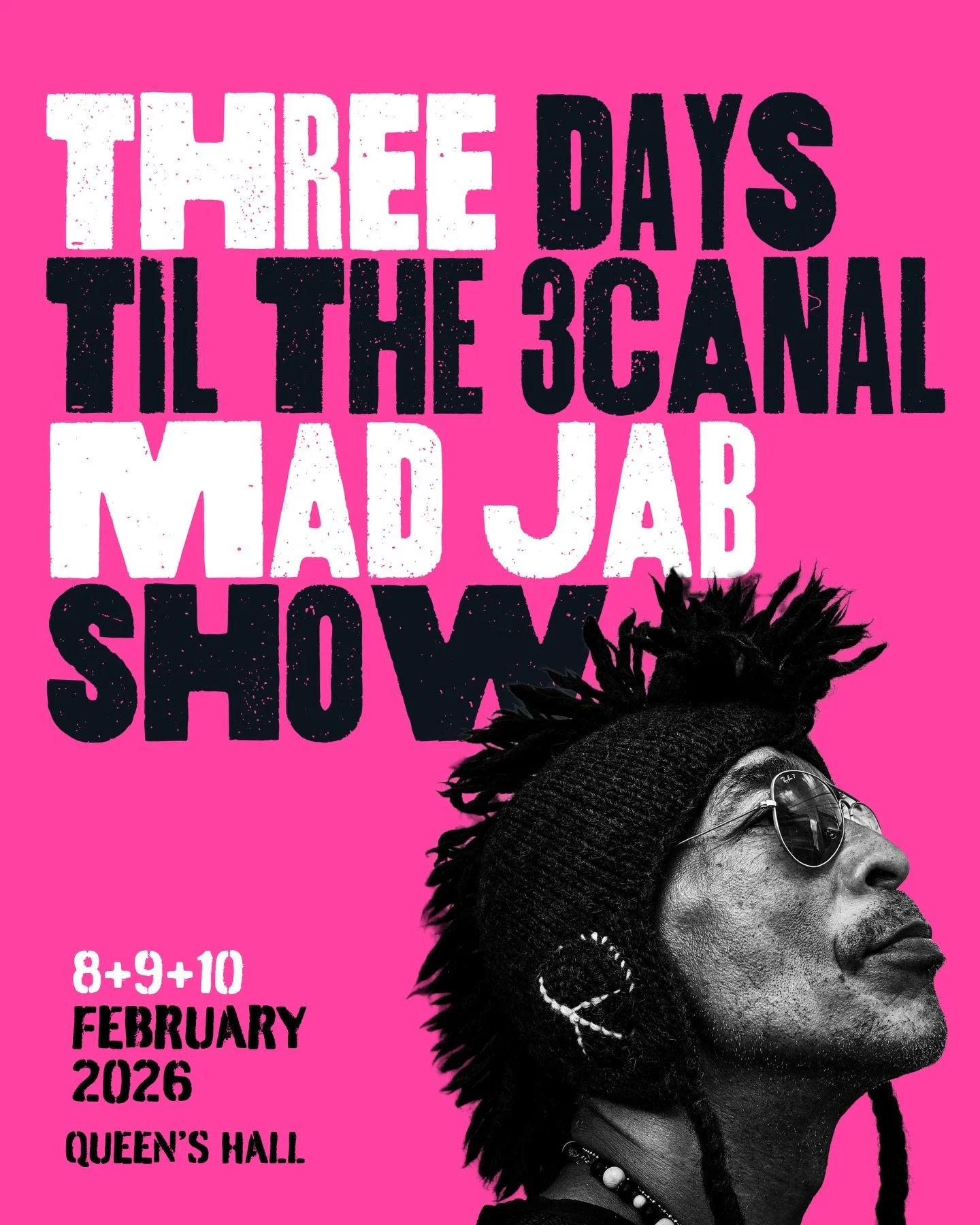 3 days to go until The 3canal Mad Jab Show✨

A Zone of Peace opens at Queen&rsquo;s Hall 🩷
Where riddim meets resistance, new music rises and culture paints the night in full colour 🇹🇹

We coming with rell fire 🔥

🎟️ Tickets moving fast get your